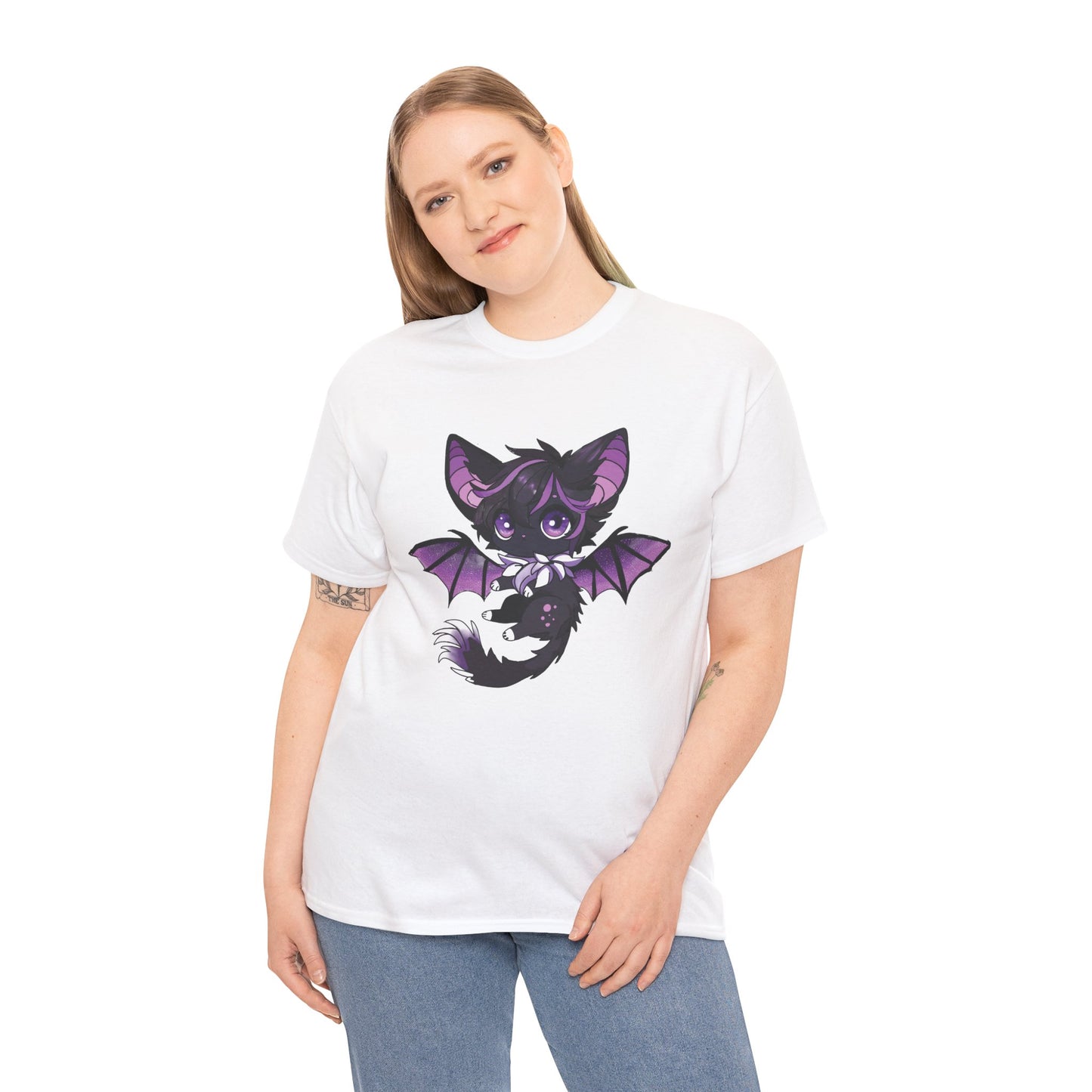 Purple bat-cat Unisex Cotton Tee