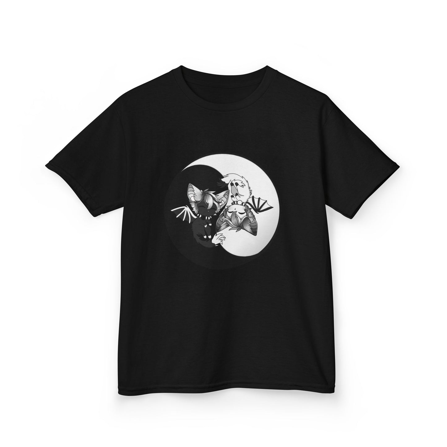 Kids Yin Yang bat-cat Cotton Tee