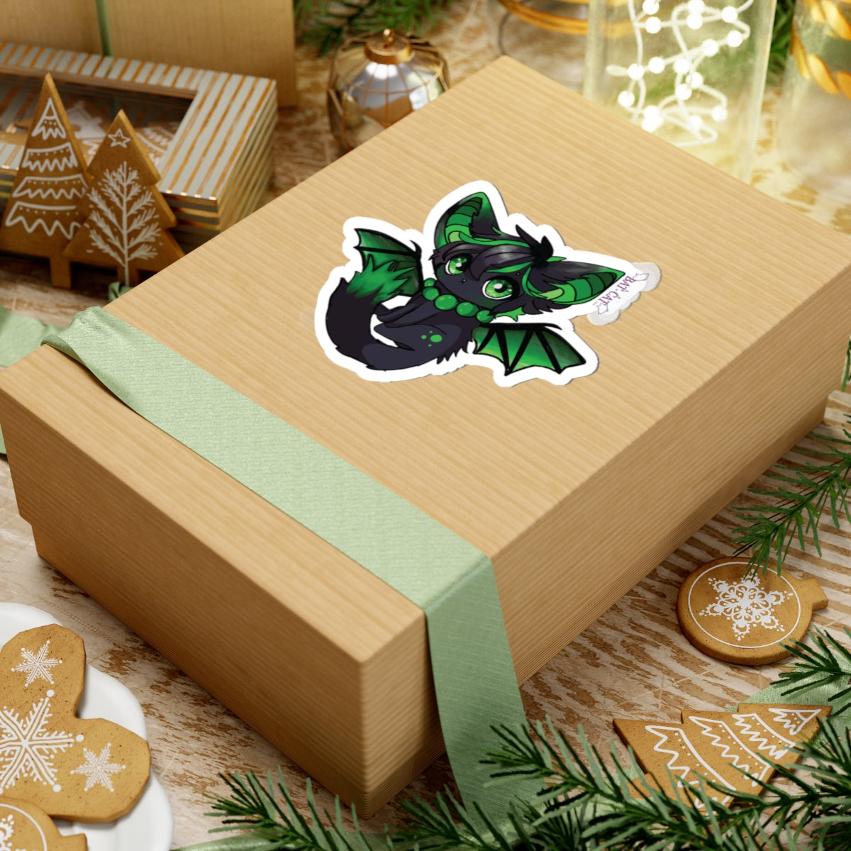 Green bat-cat Sticker