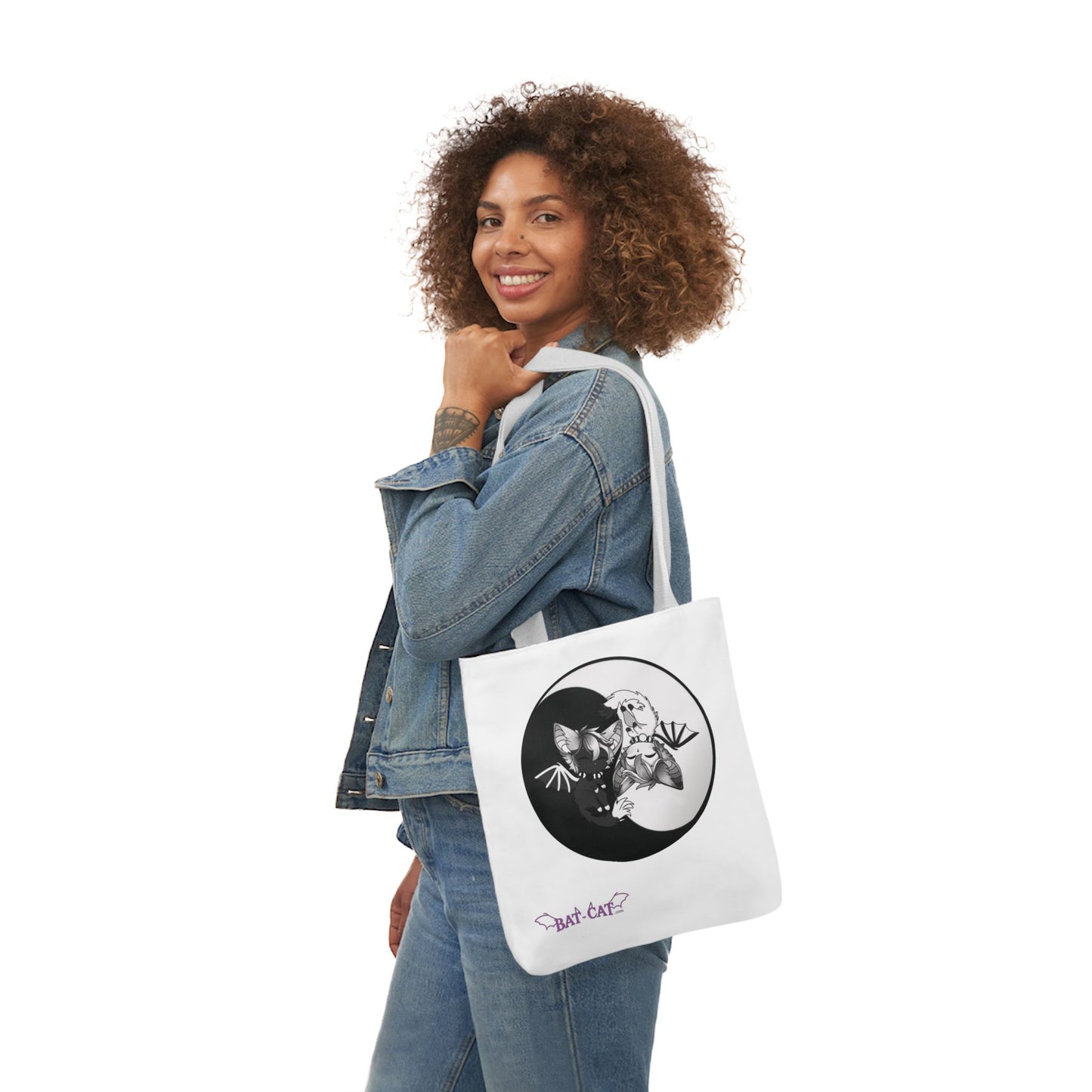 Yin Yang bat-cat Canvas Tote Bag