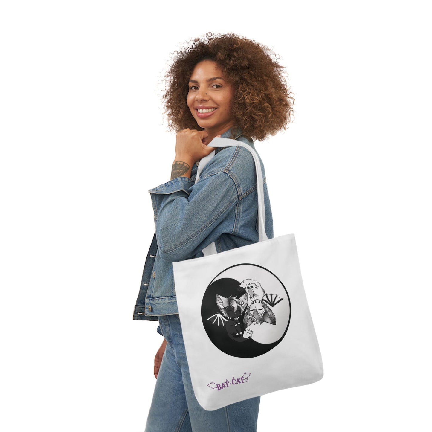Yin Yang bat-cat Canvas Tote Bag