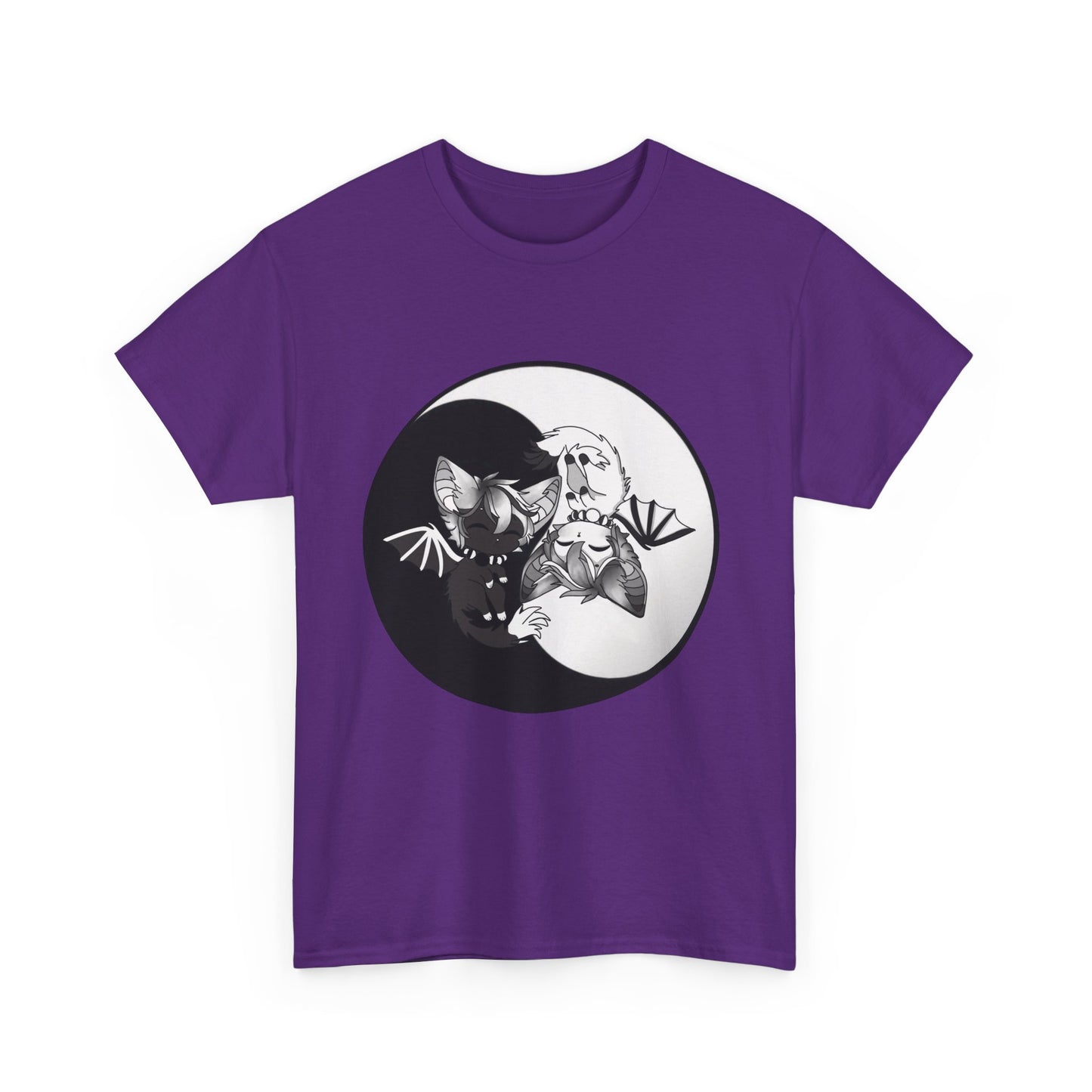 Yin Yang bat-cat Unisex heavy Cotton Tee