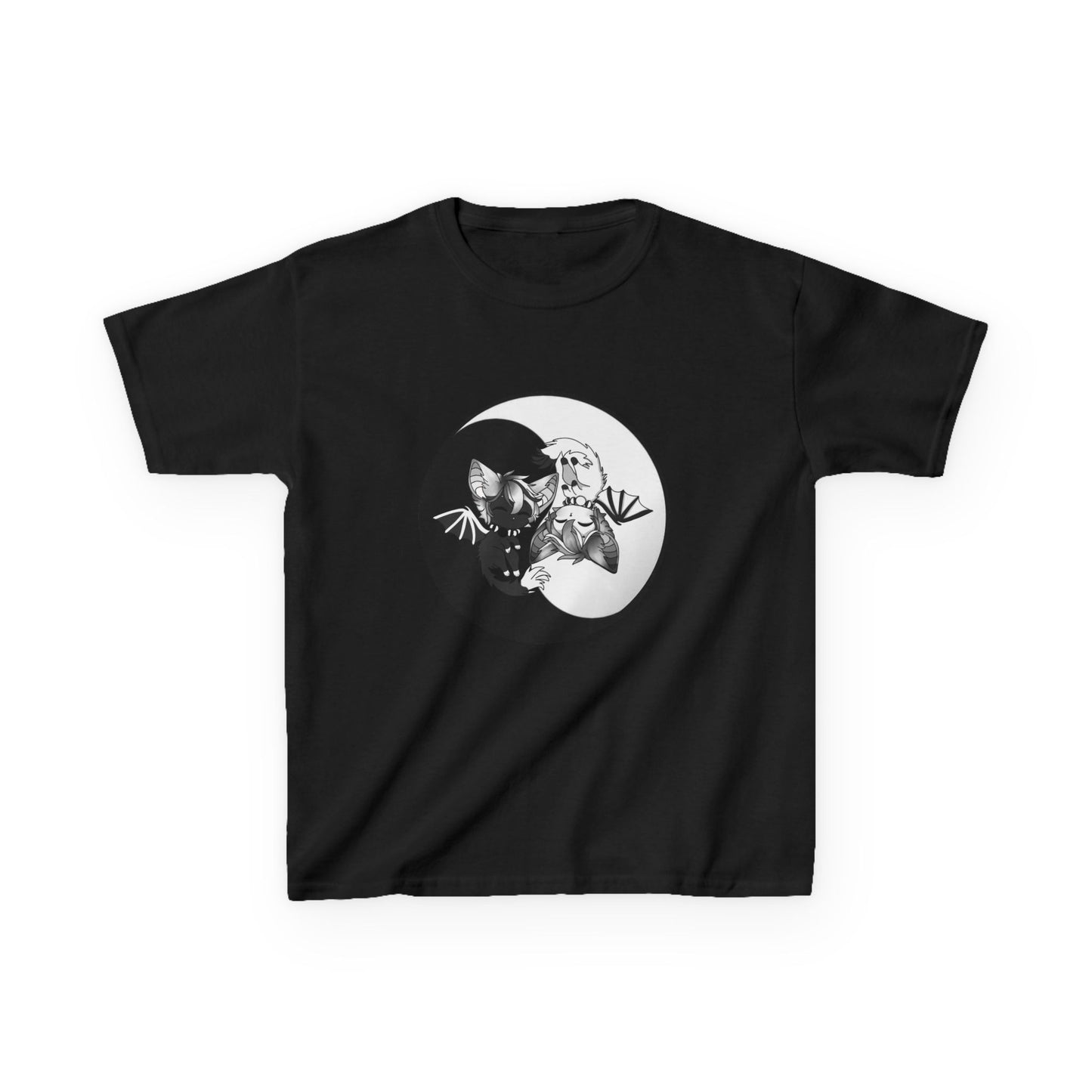 Kids Yin Yang bat-cat Cotton Tee