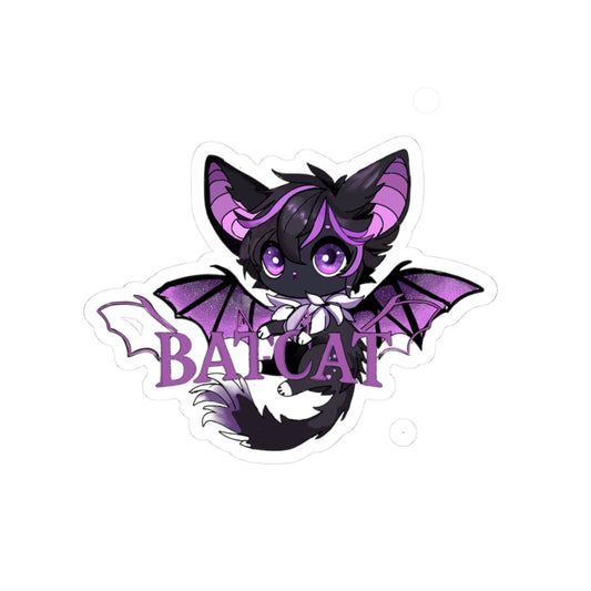 Purple bat-cat holding logo Sticker