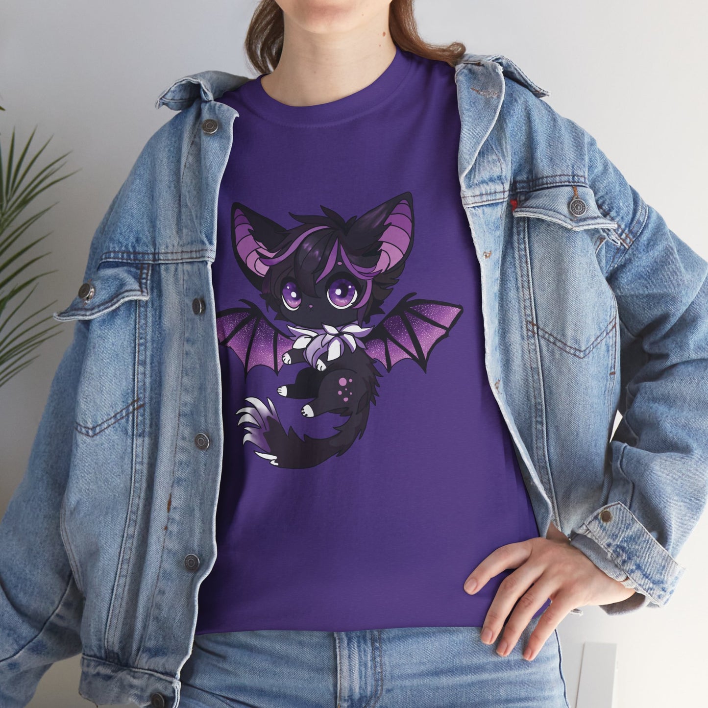 Purple bat-cat Unisex Cotton Tee
