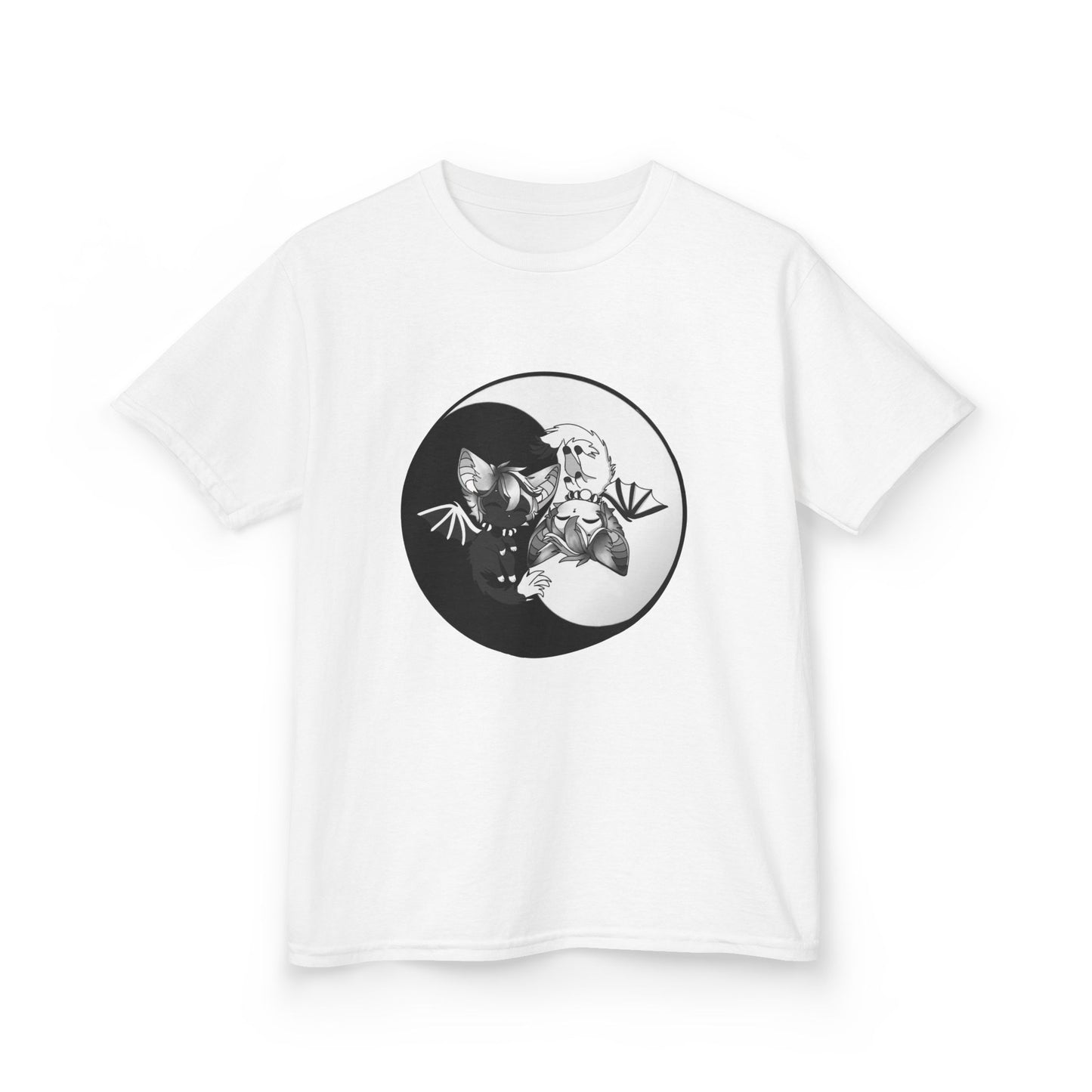 Kids Yin Yang bat-cat Cotton Tee