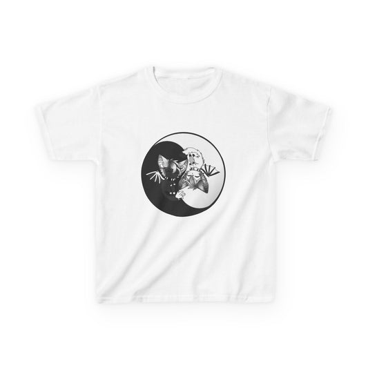 Kids Yin Yang bat-cat Cotton Tee