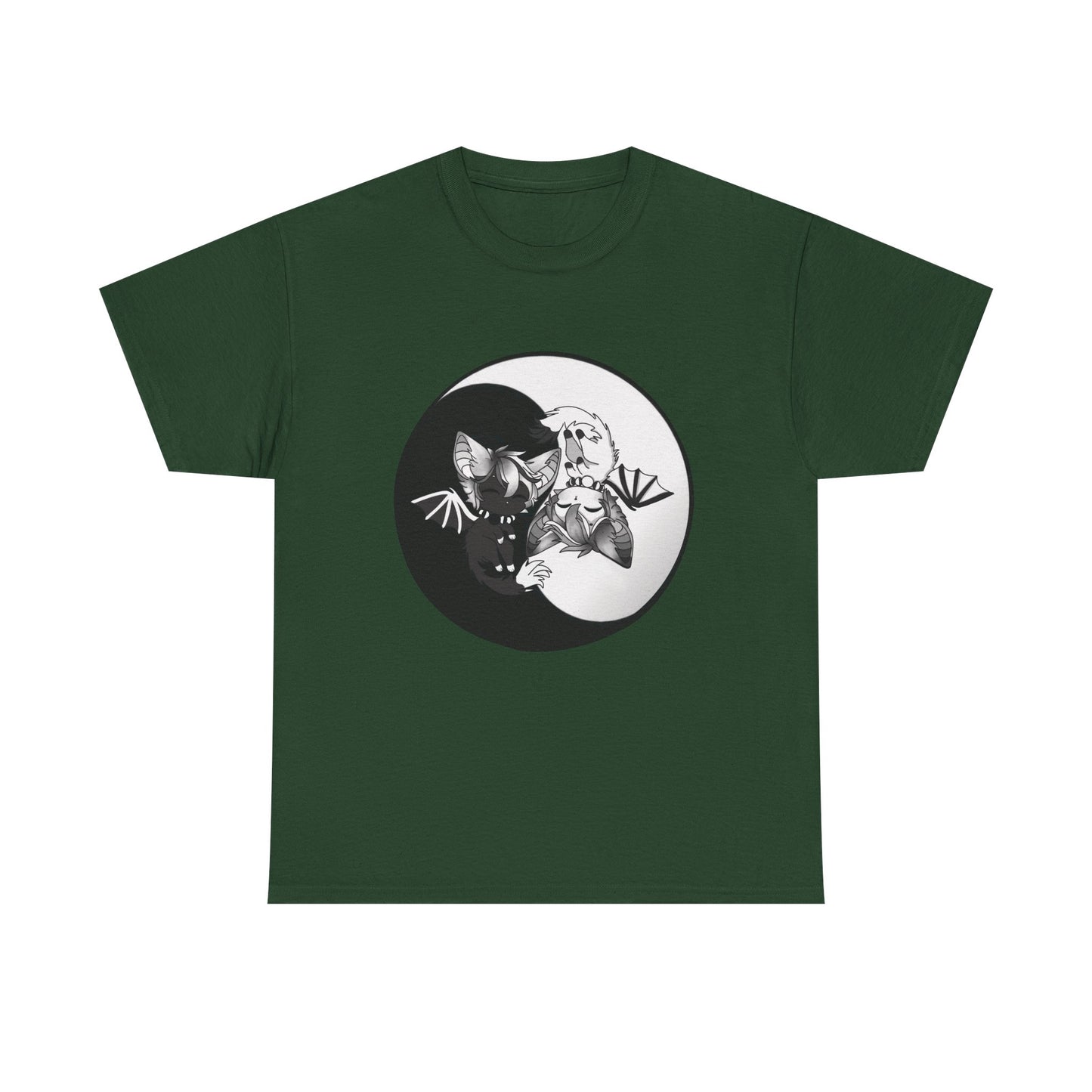 Yin Yang bat-cat Unisex heavy Cotton Tee