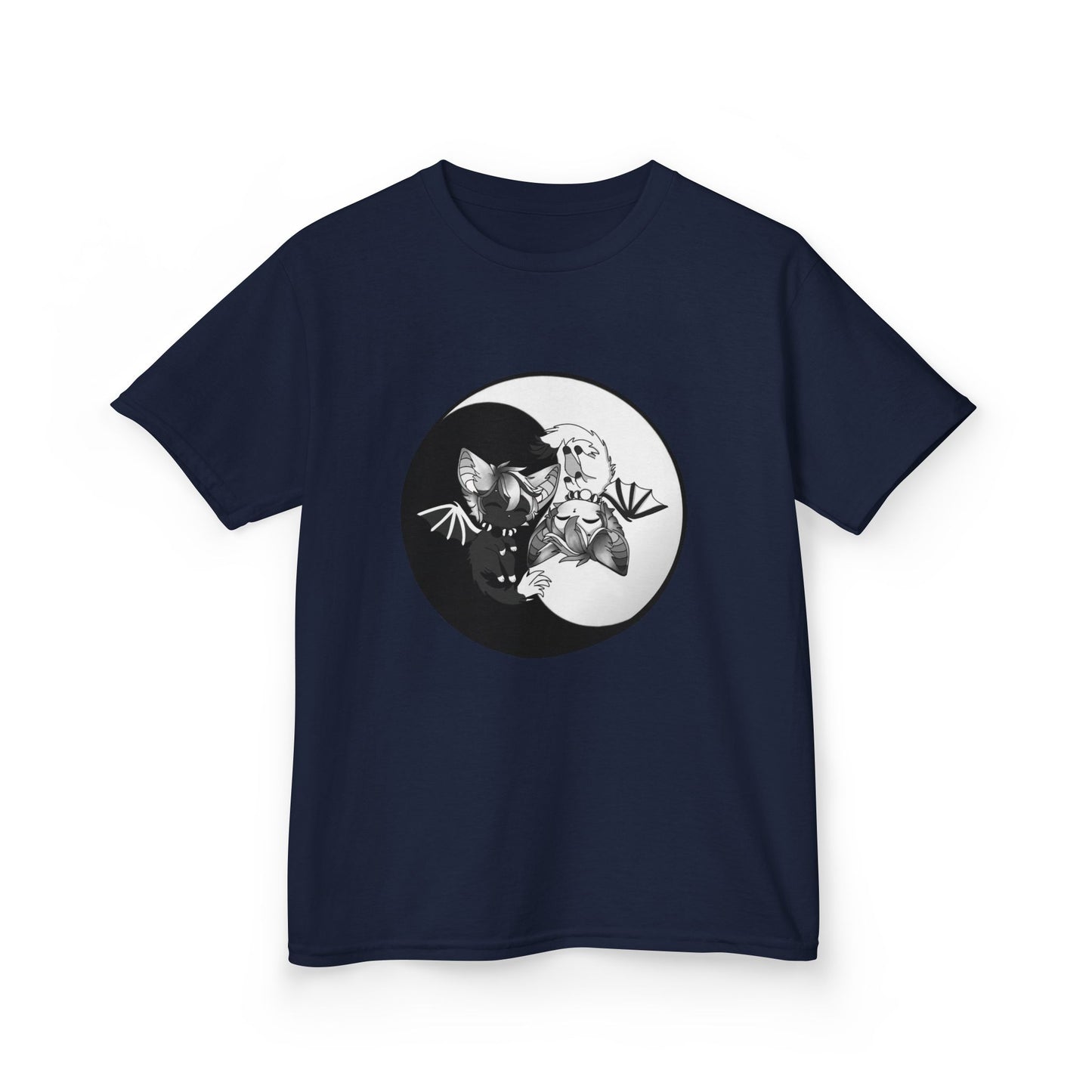 Kids Yin Yang bat-cat Cotton Tee