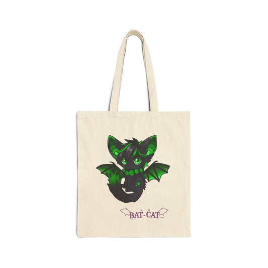 Green bat-cat Canvas Tote Bag