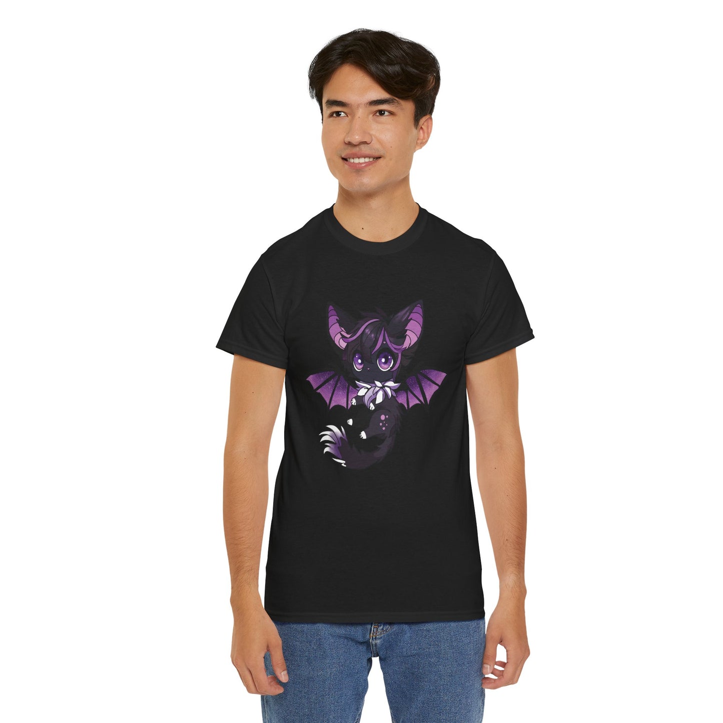 Purple bat-cat Unisex Cotton Tee