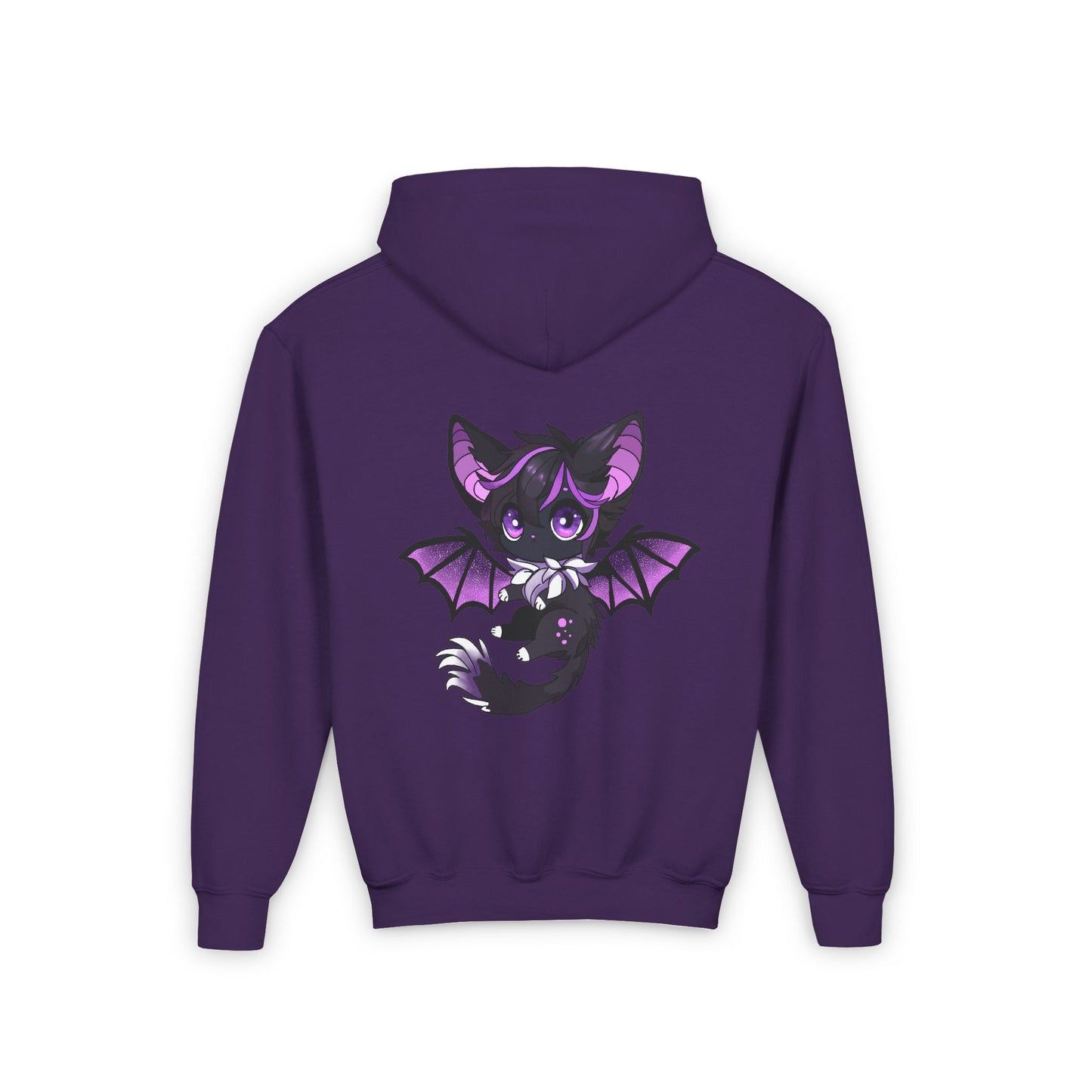 Purple bat-cat Youth Hooded Sweatshirt