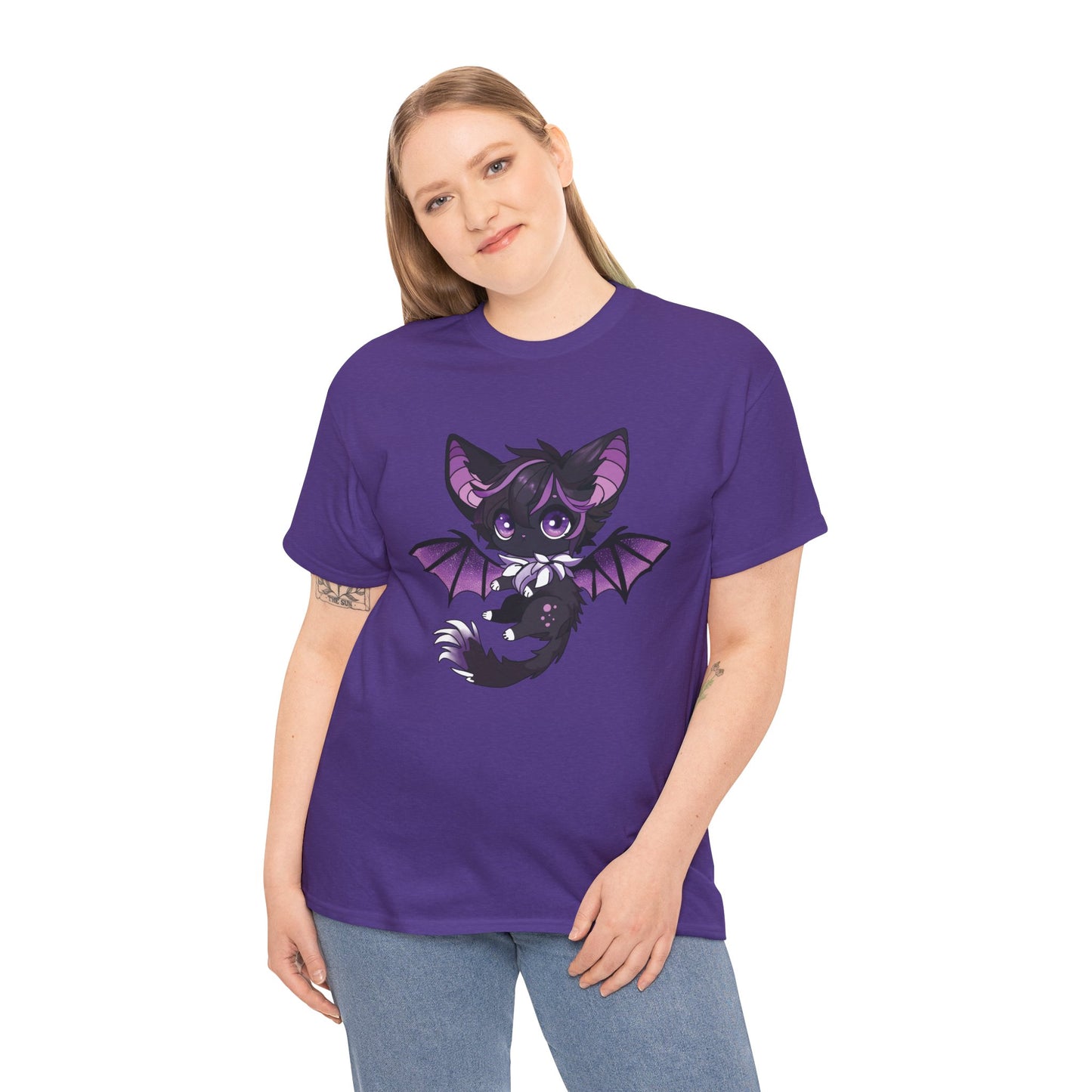 Purple bat-cat Unisex Cotton Tee