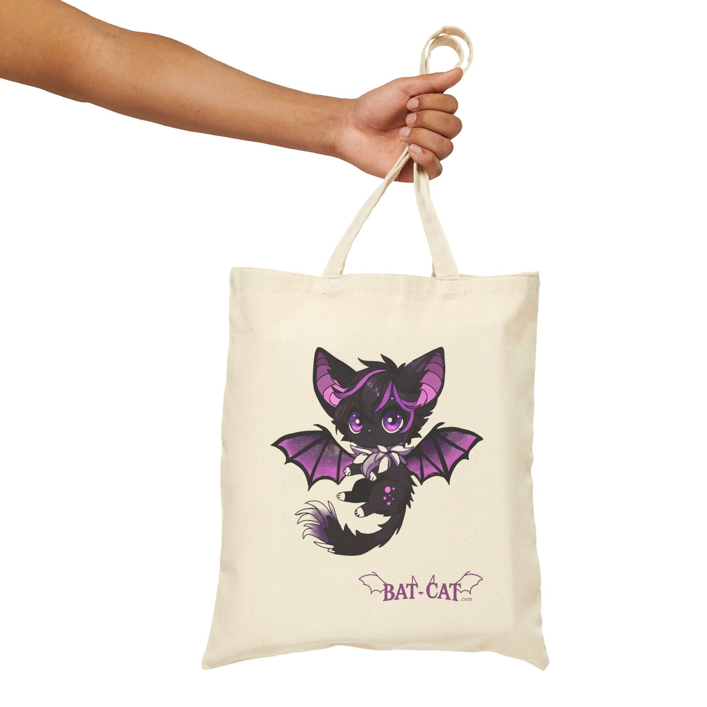 Purple bat-cat Canvas Tote Bag