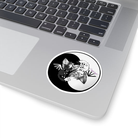 Yin Yang bat-cat Sticker
