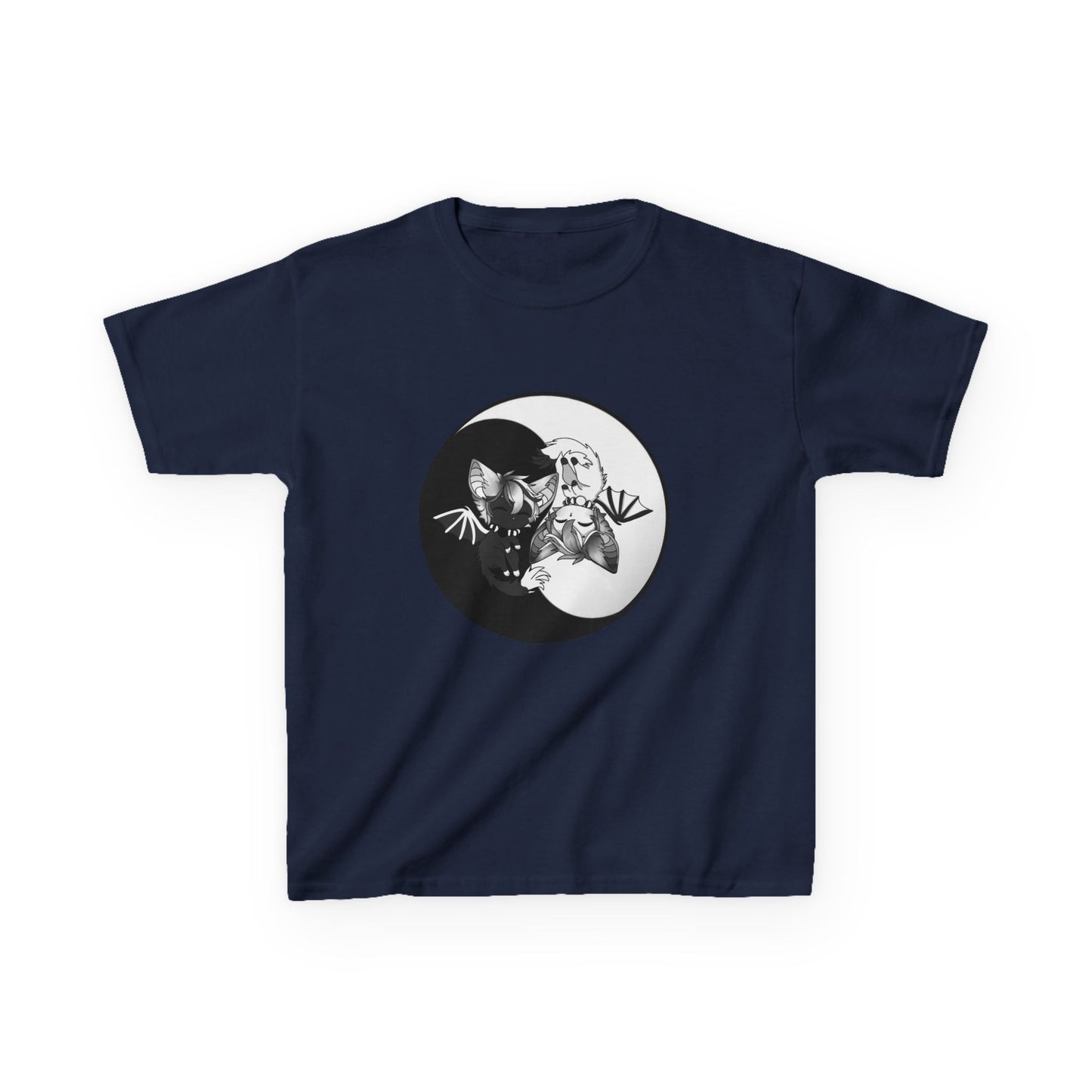 Kids Yin Yang bat-cat Cotton Tee