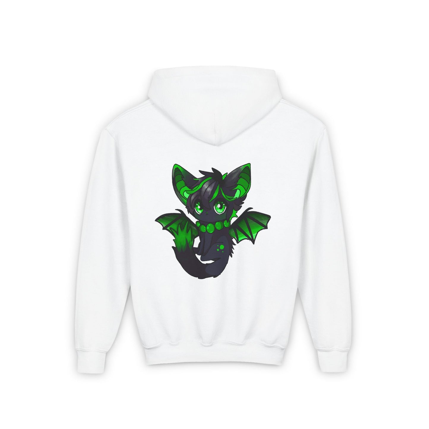 Green bat-cat Youth Hooded Sweatshirt