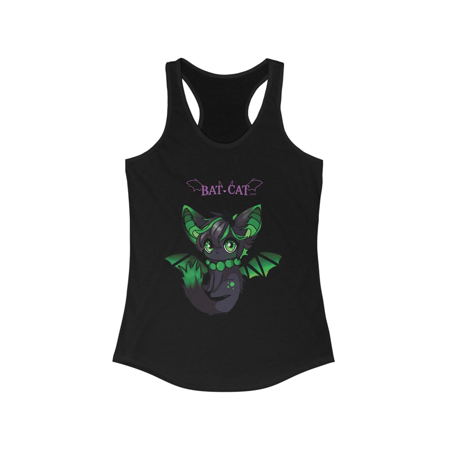 Green bat-cat Women's Racerback Tank top