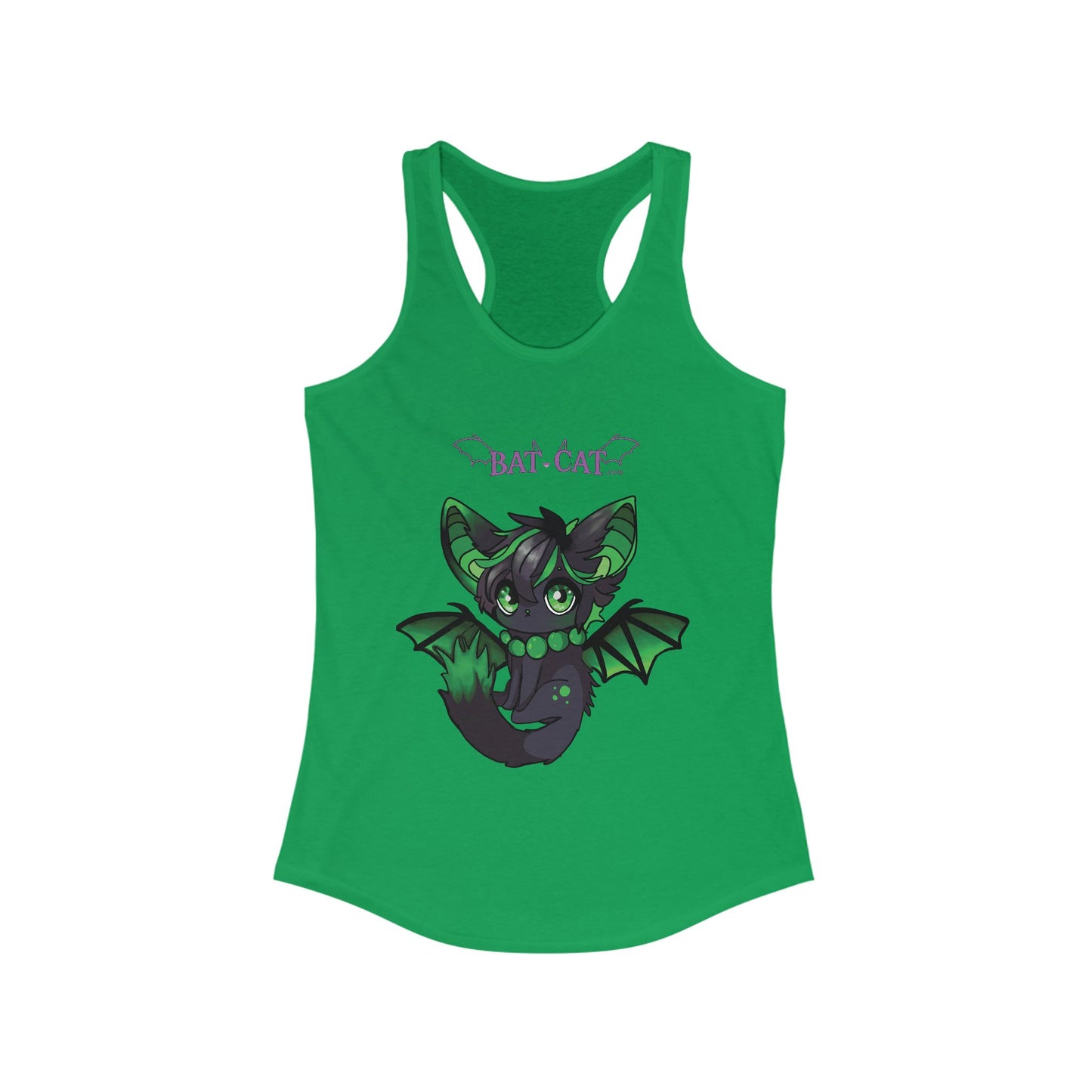 Green bat-cat Women's Racerback Tank top