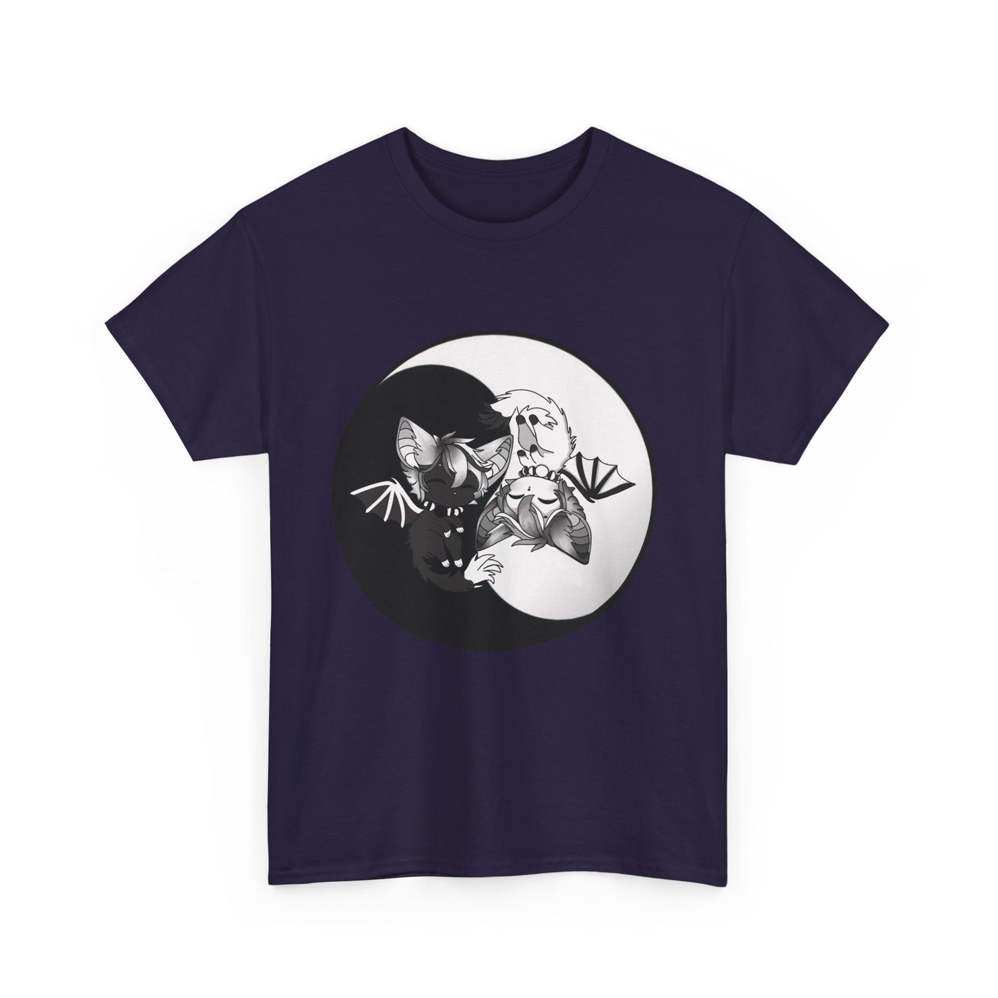 Yin Yang bat-cat Unisex heavy Cotton Tee