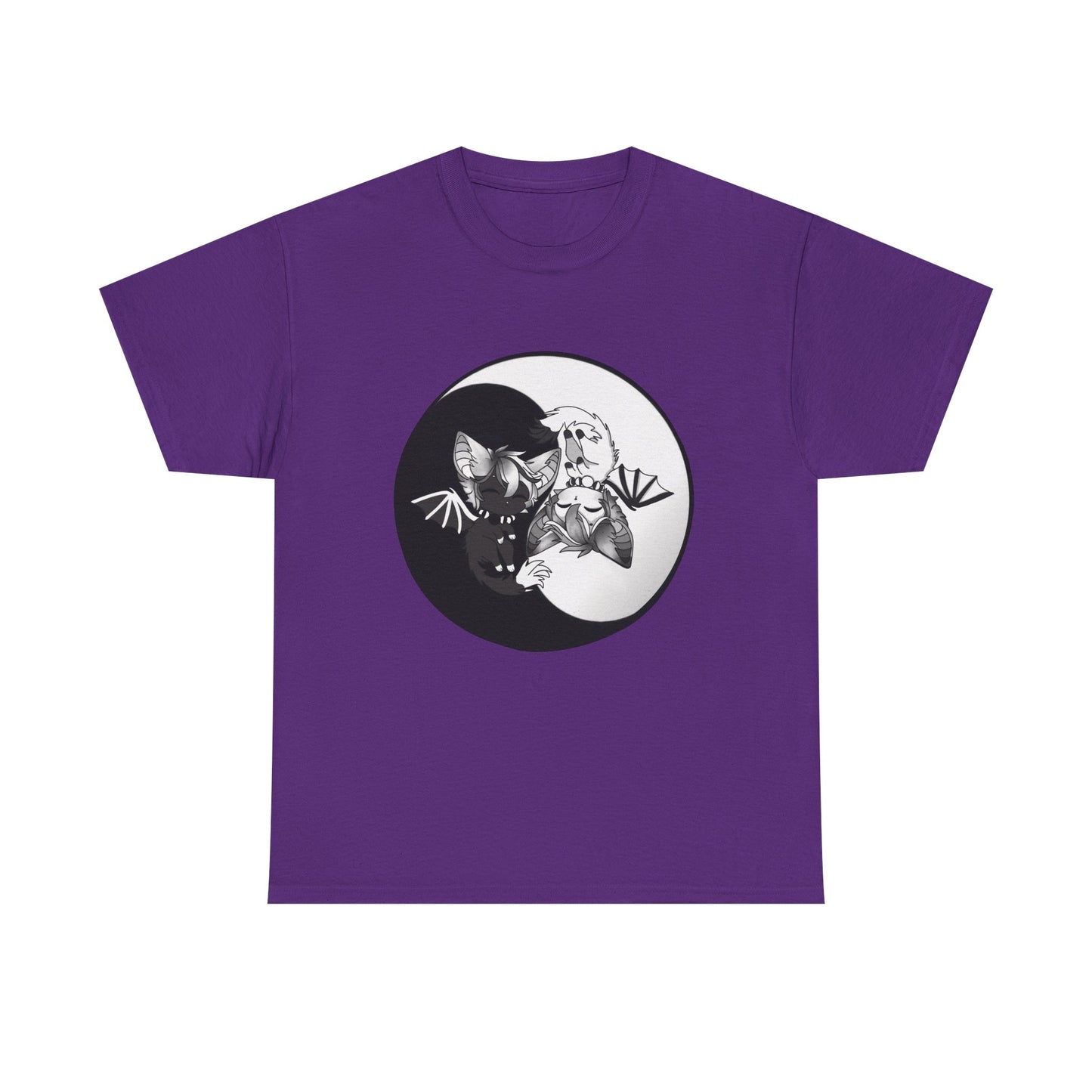 Yin Yang bat-cat Unisex heavy Cotton Tee