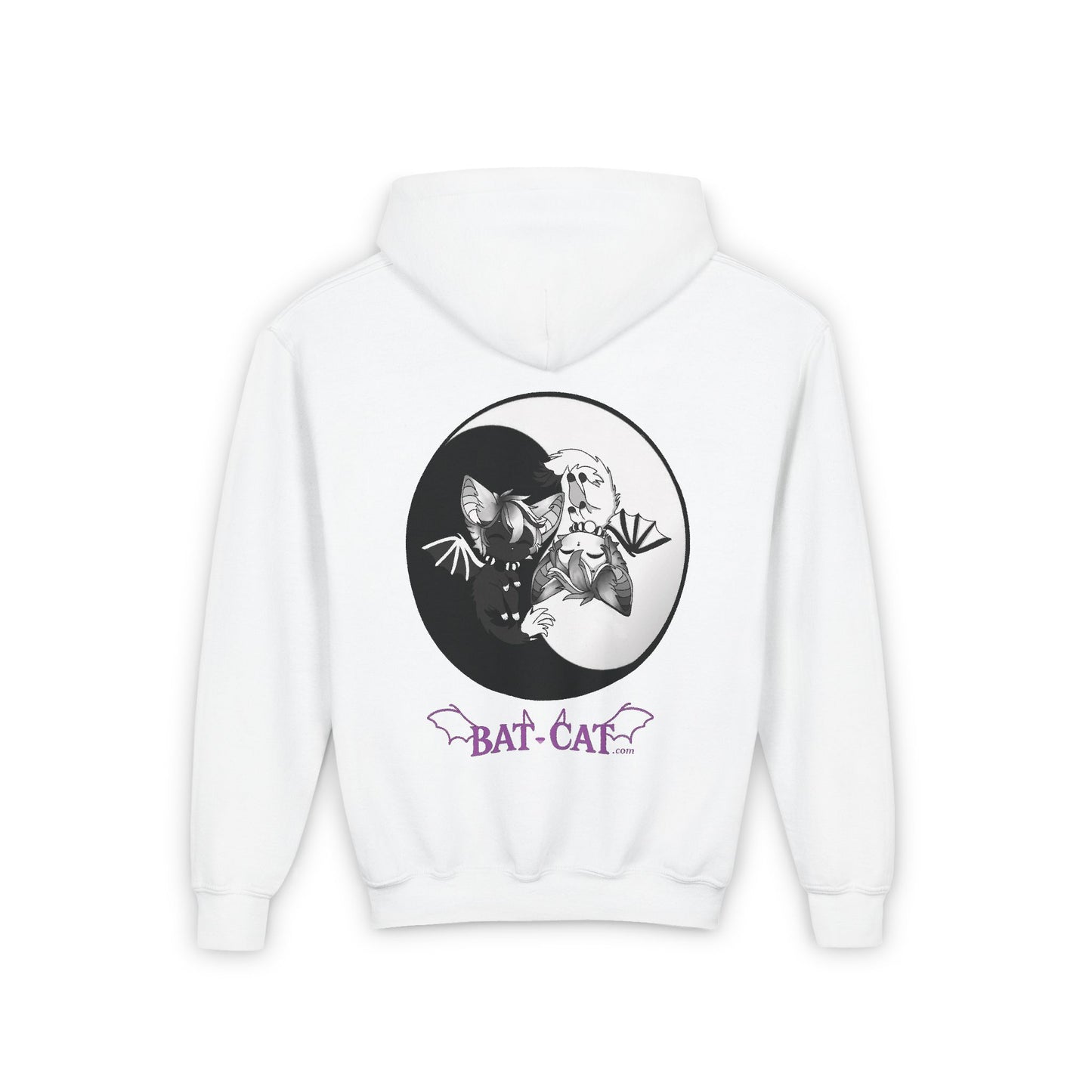Yin Yang bat-cat Youth Hooded Sweatshirt