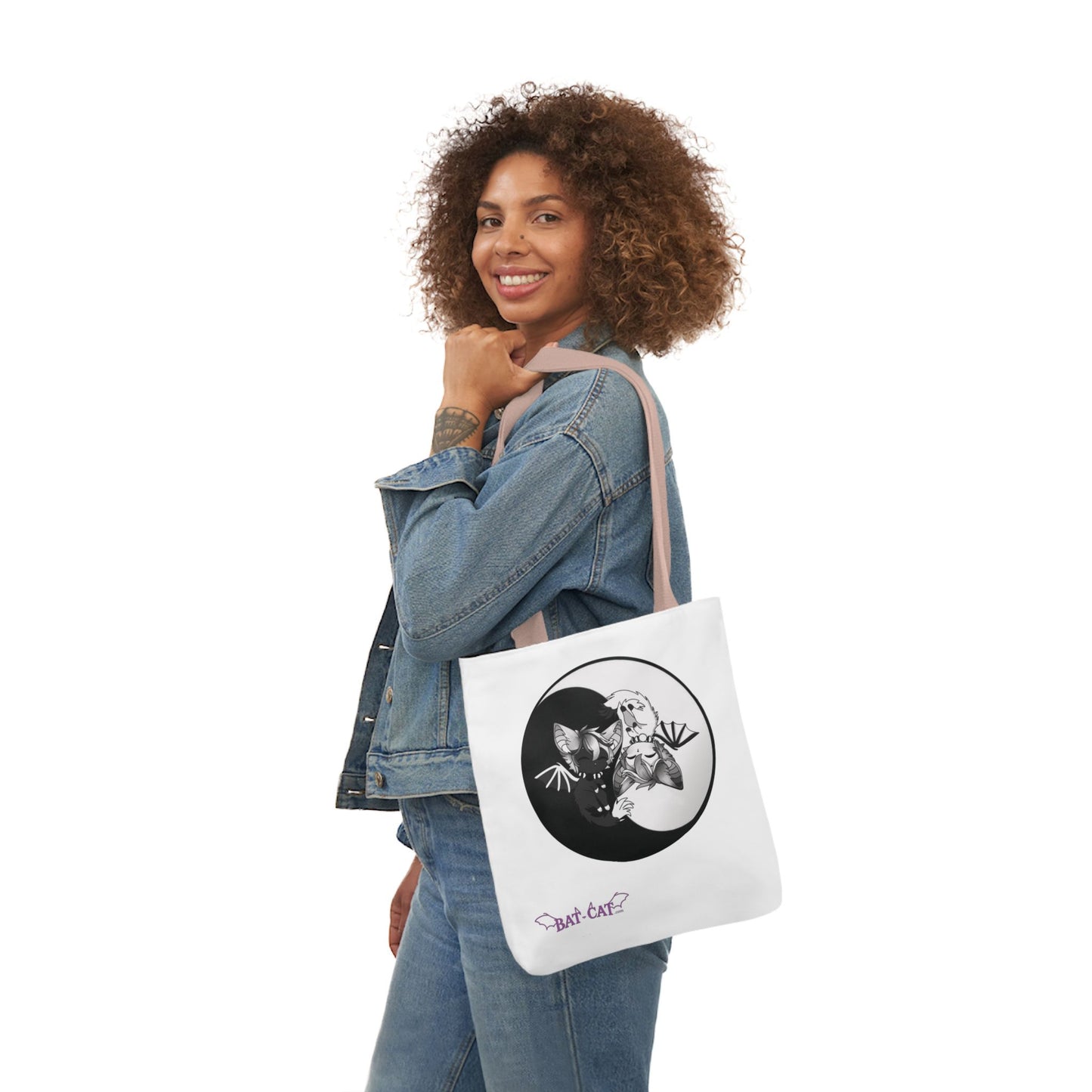 Yin Yang bat-cat Canvas Tote Bag