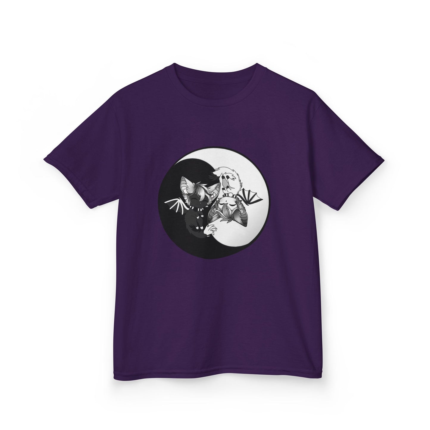 Kids Yin Yang bat-cat Cotton Tee
