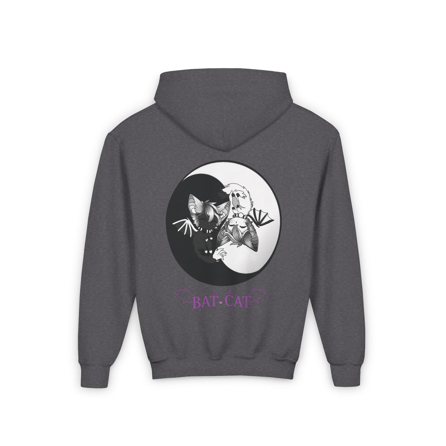 Yin Yang bat-cat Youth Hooded Sweatshirt
