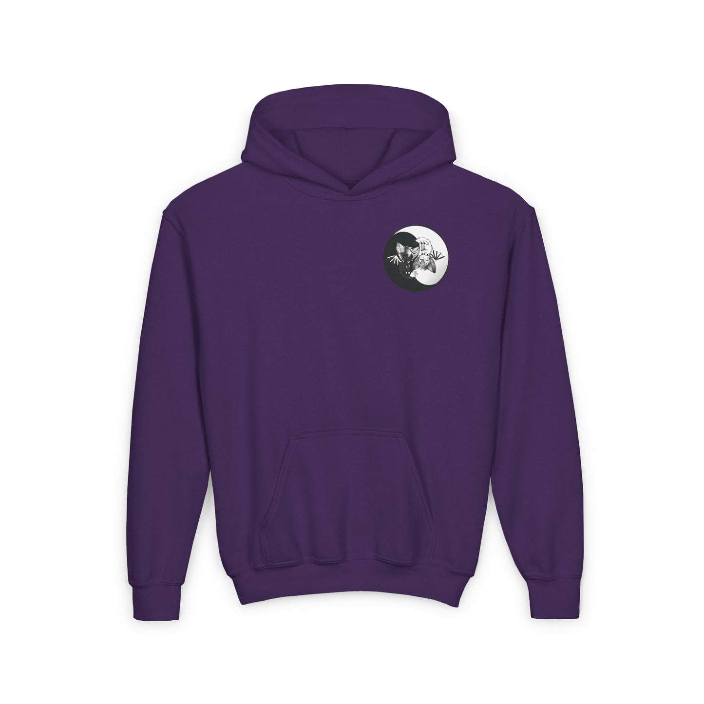 Yin Yang bat-cat Youth Hooded Sweatshirt