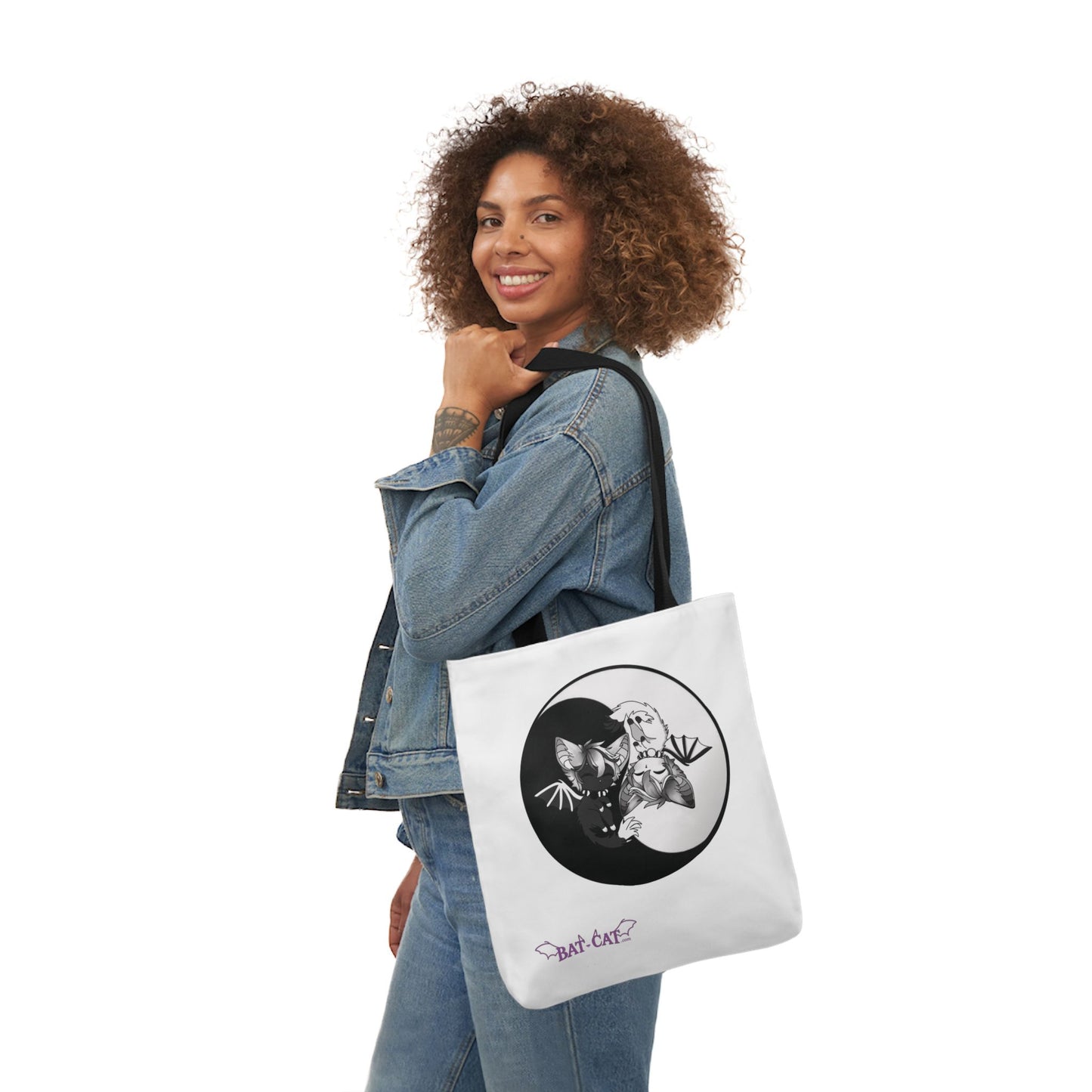 Yin Yang bat-cat Canvas Tote Bag