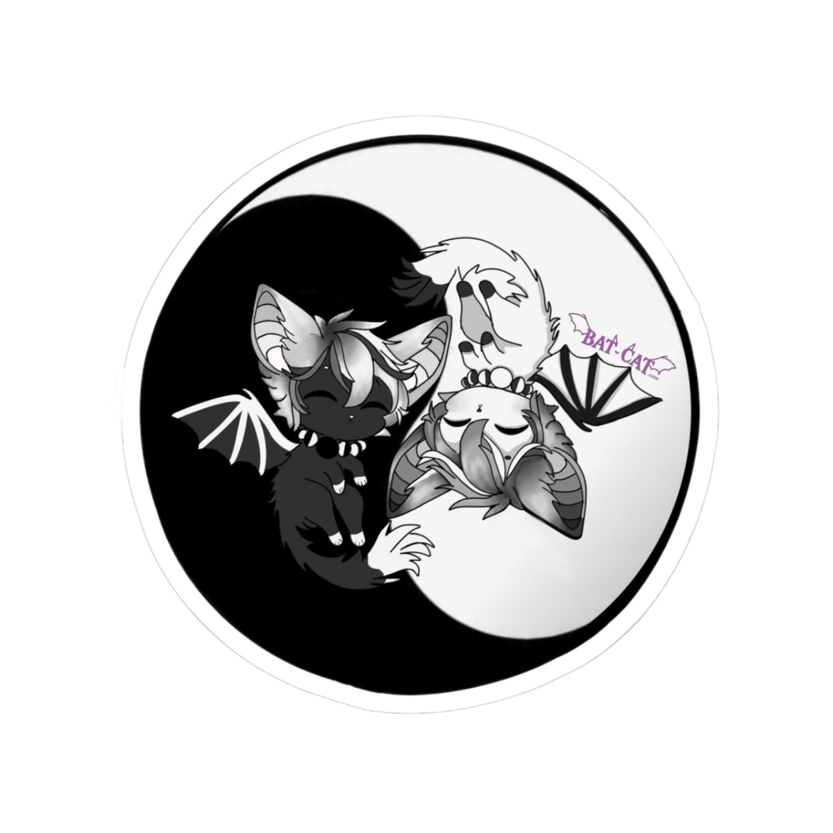 Yin Yang bat-cat Sticker