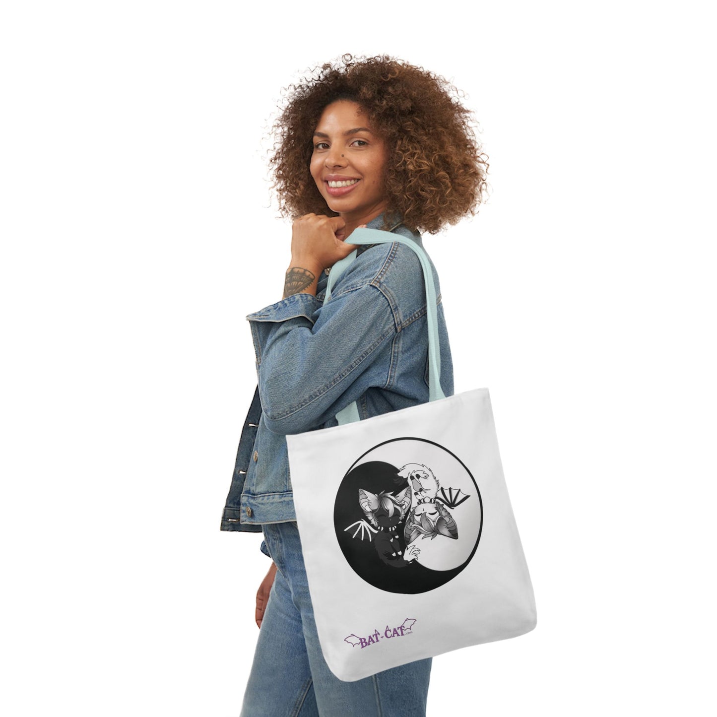 Yin Yang bat-cat Canvas Tote Bag