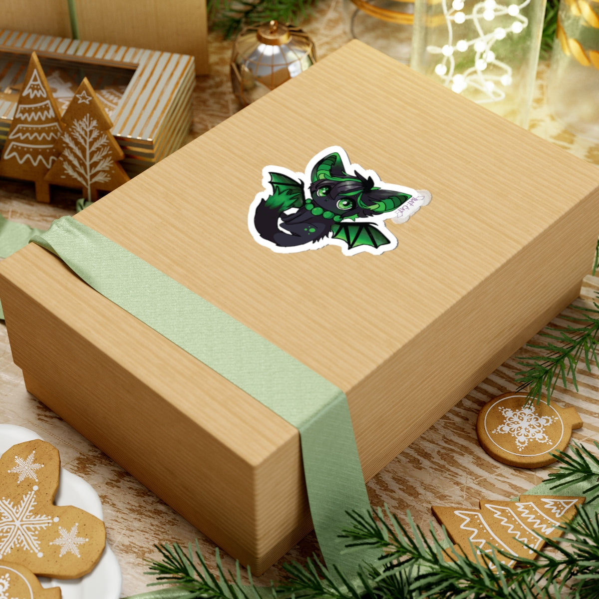 Green bat-cat Sticker