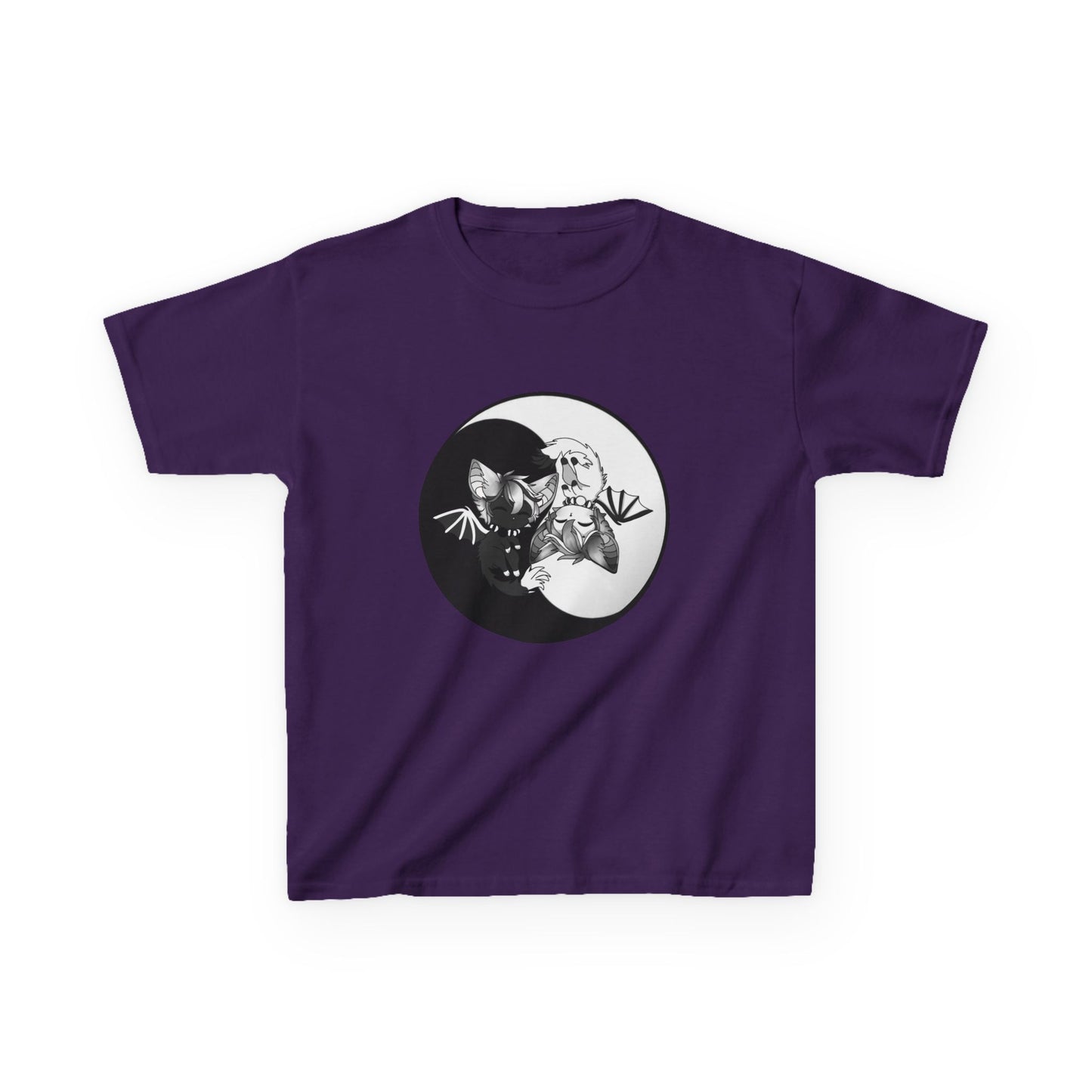 Kids Yin Yang bat-cat Cotton Tee