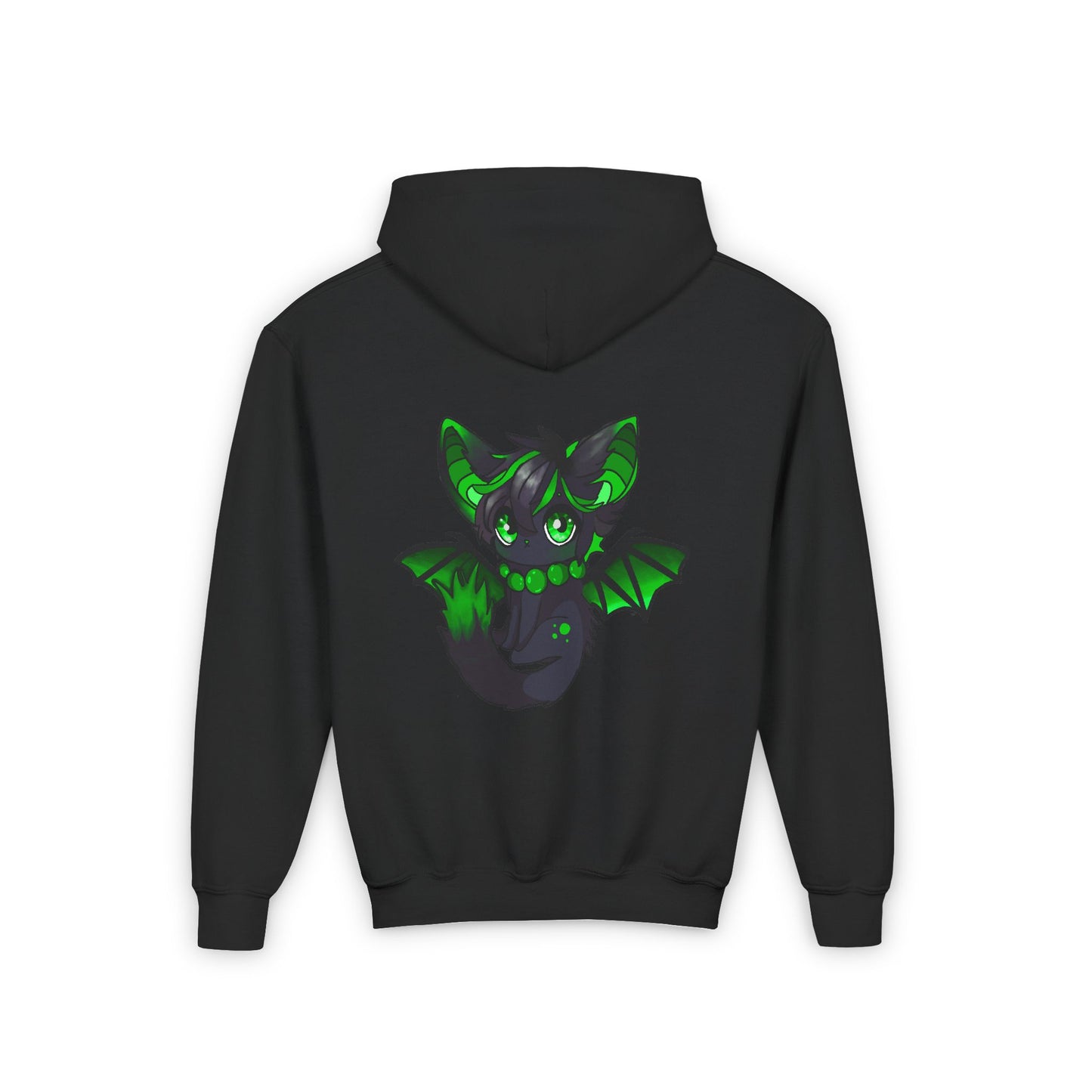 Green bat-cat Youth Hooded Sweatshirt