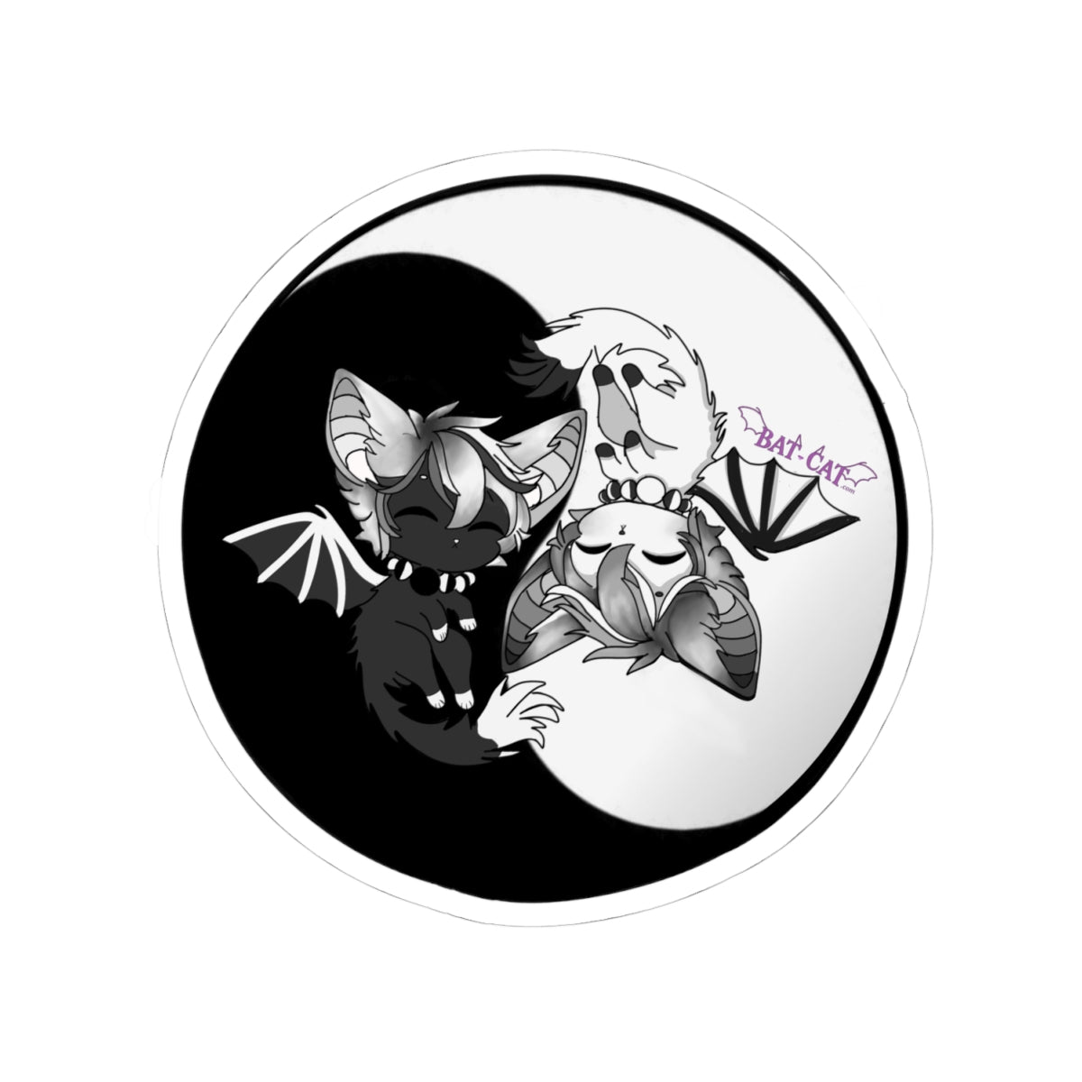 Yin Yang bat-cat Sticker