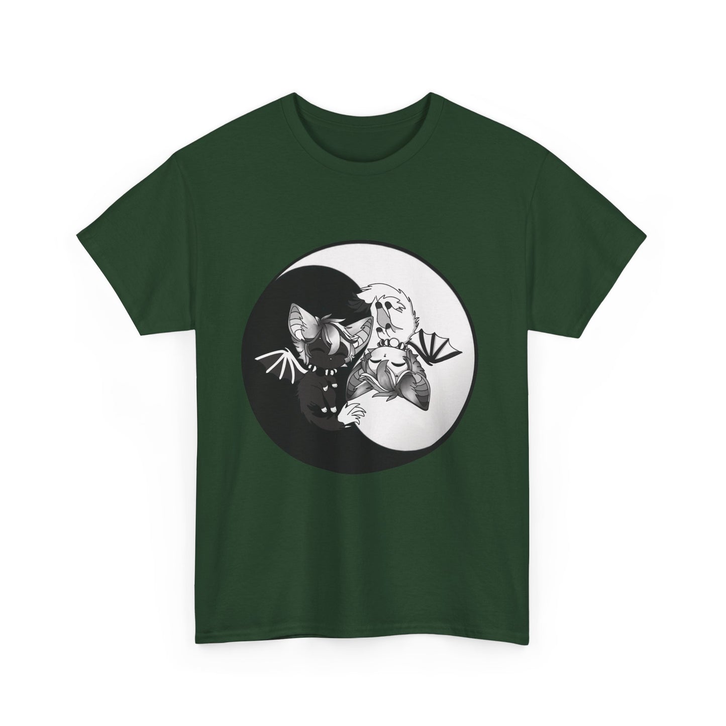 Yin Yang bat-cat Unisex heavy Cotton Tee