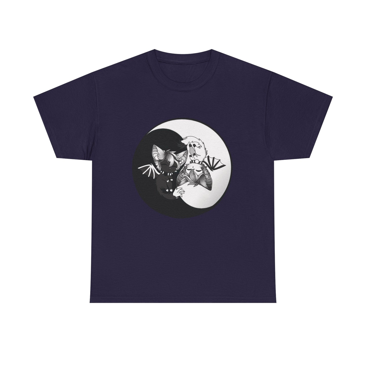 Yin Yang bat-cat Unisex heavy Cotton Tee