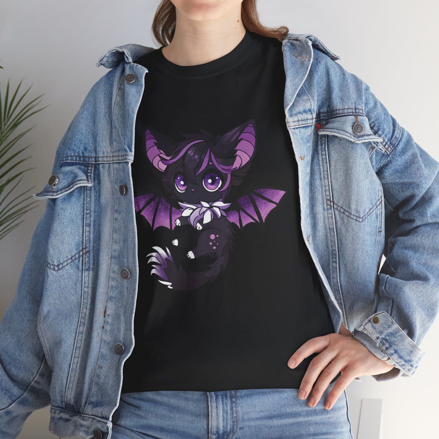 Purple bat-cat Unisex Cotton Tee