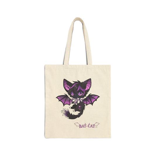 Purple bat-cat Canvas Tote Bag