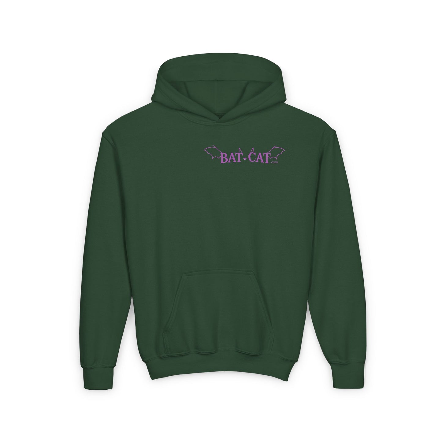 Green bat-cat Youth Hooded Sweatshirt
