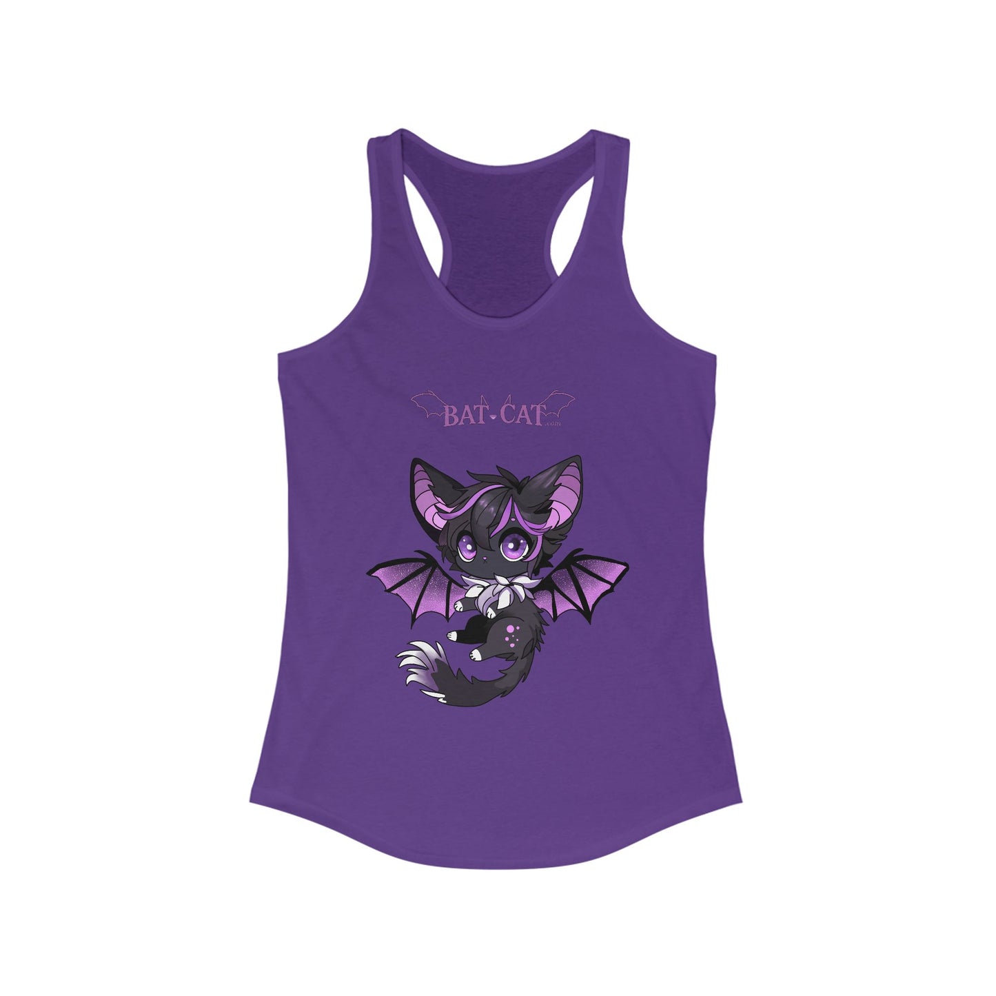 Purple bat-cat Women's Racerback Tank