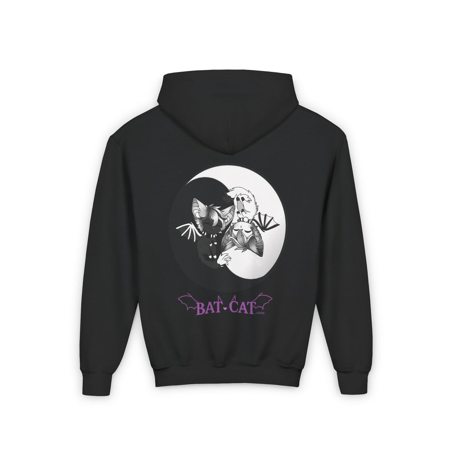 Yin Yang bat-cat Youth Hooded Sweatshirt