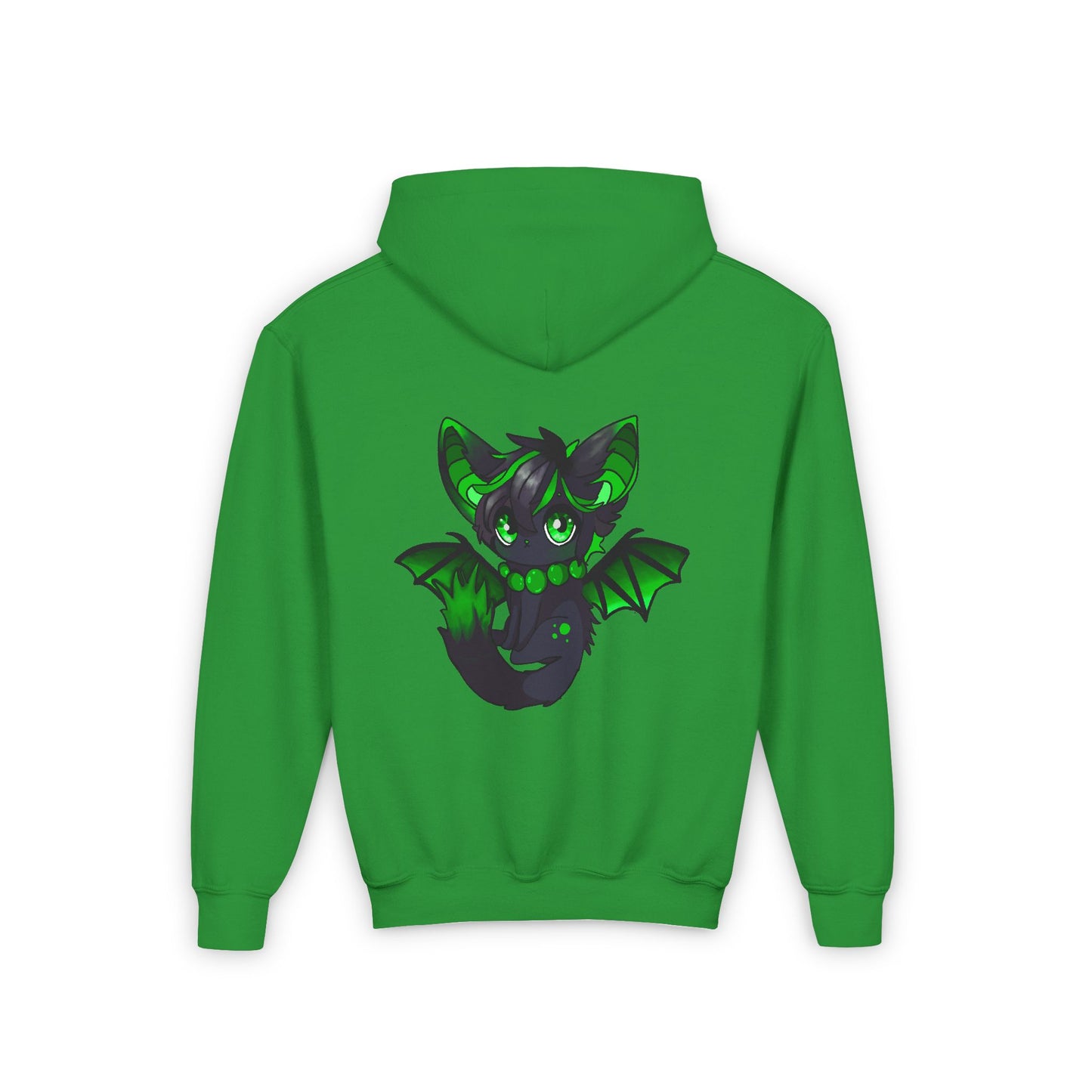 Green bat-cat Youth Hooded Sweatshirt