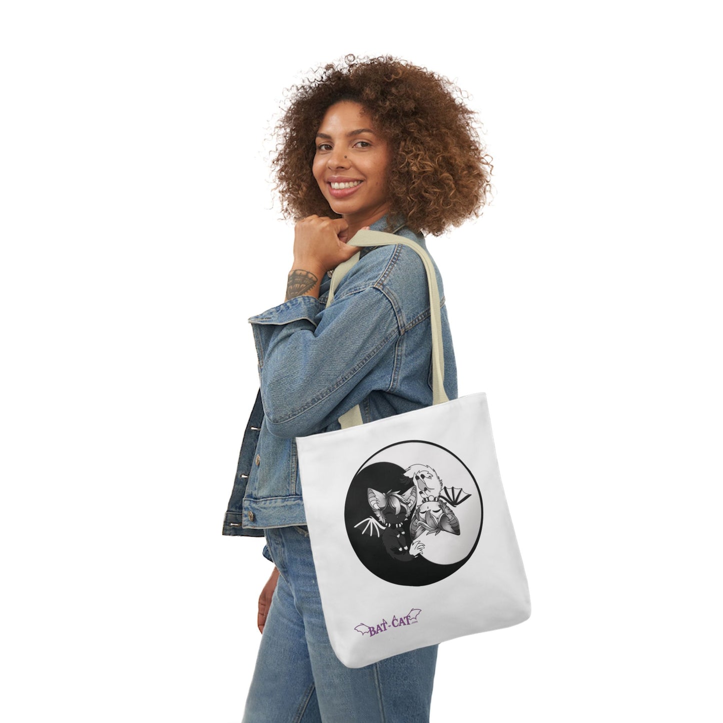 Yin Yang bat-cat Canvas Tote Bag