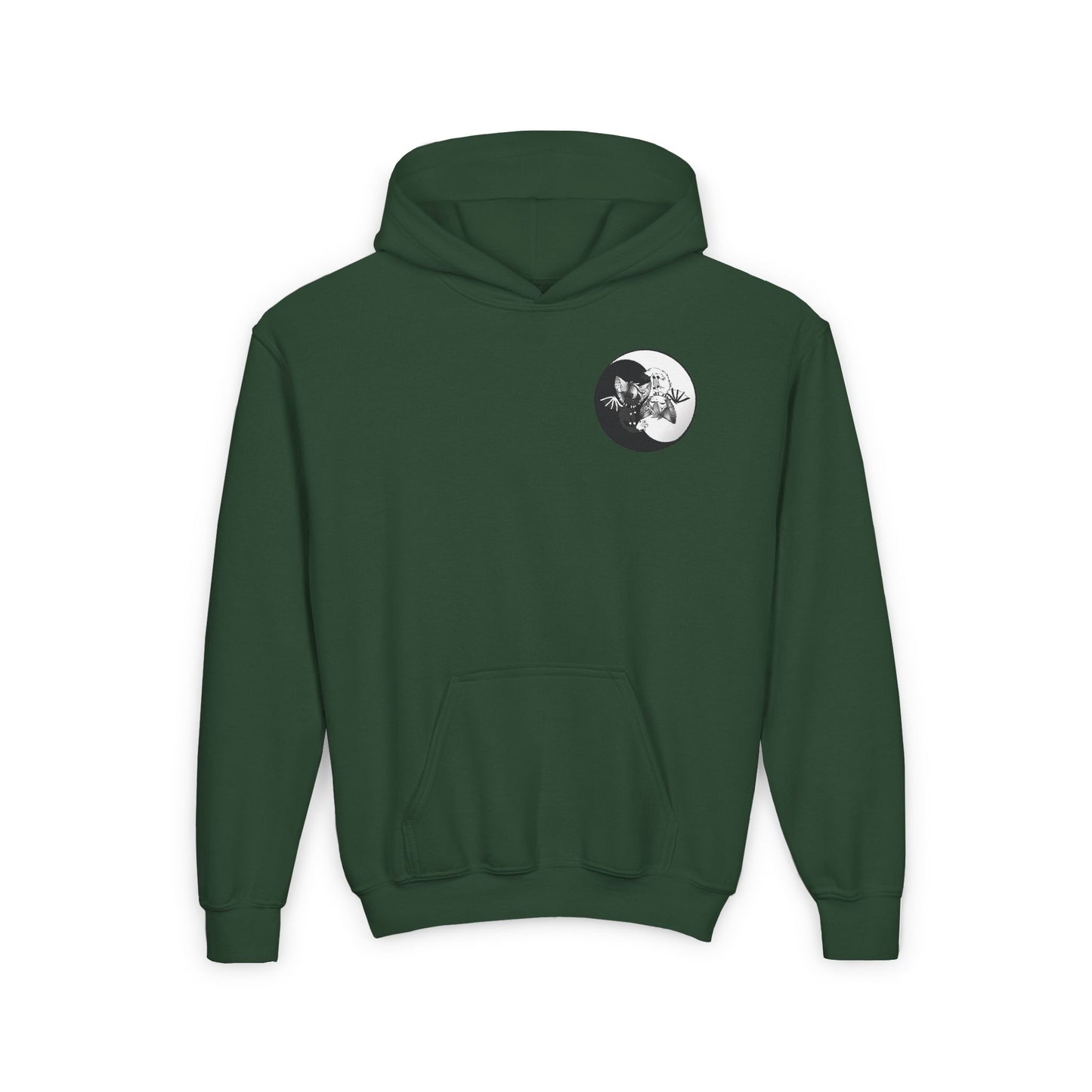 Yin Yang bat-cat Youth Hooded Sweatshirt