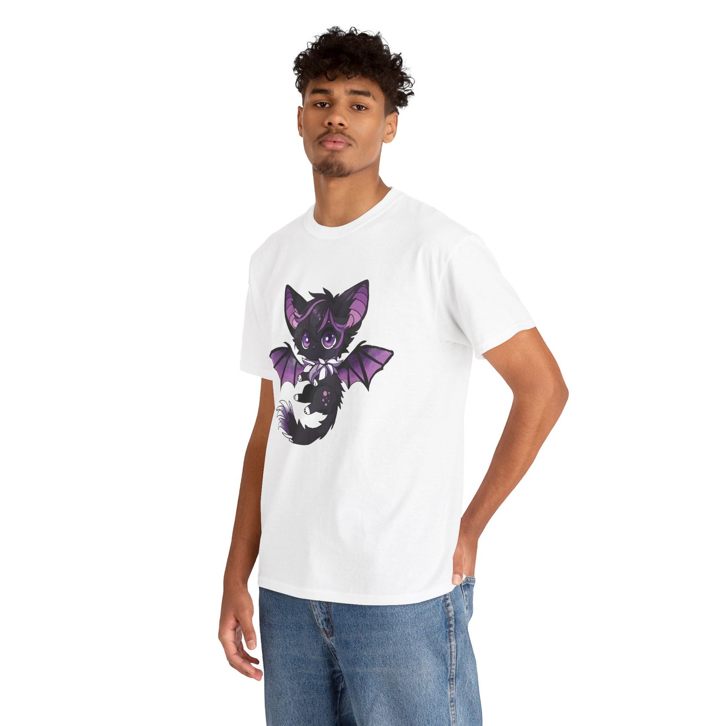 Purple bat-cat Unisex Cotton Tee