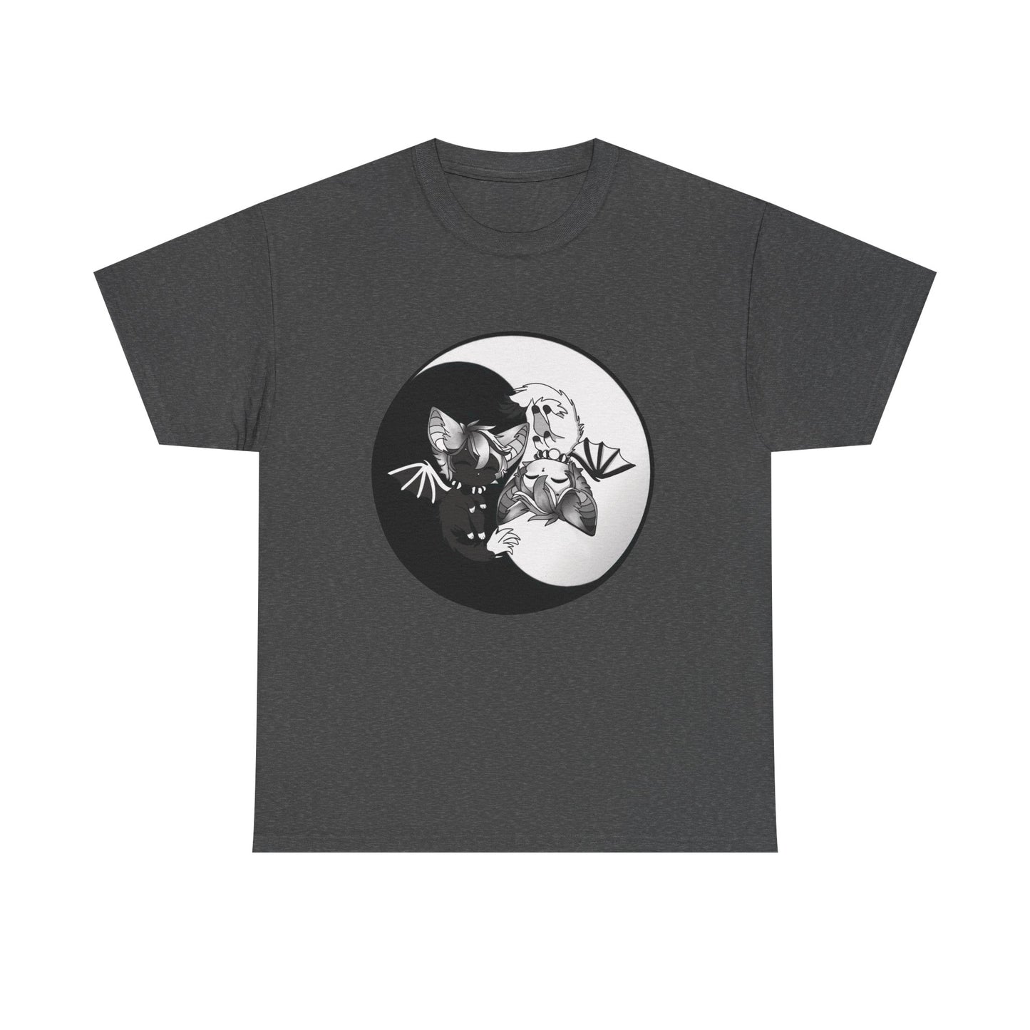 Yin Yang bat-cat Unisex heavy Cotton Tee