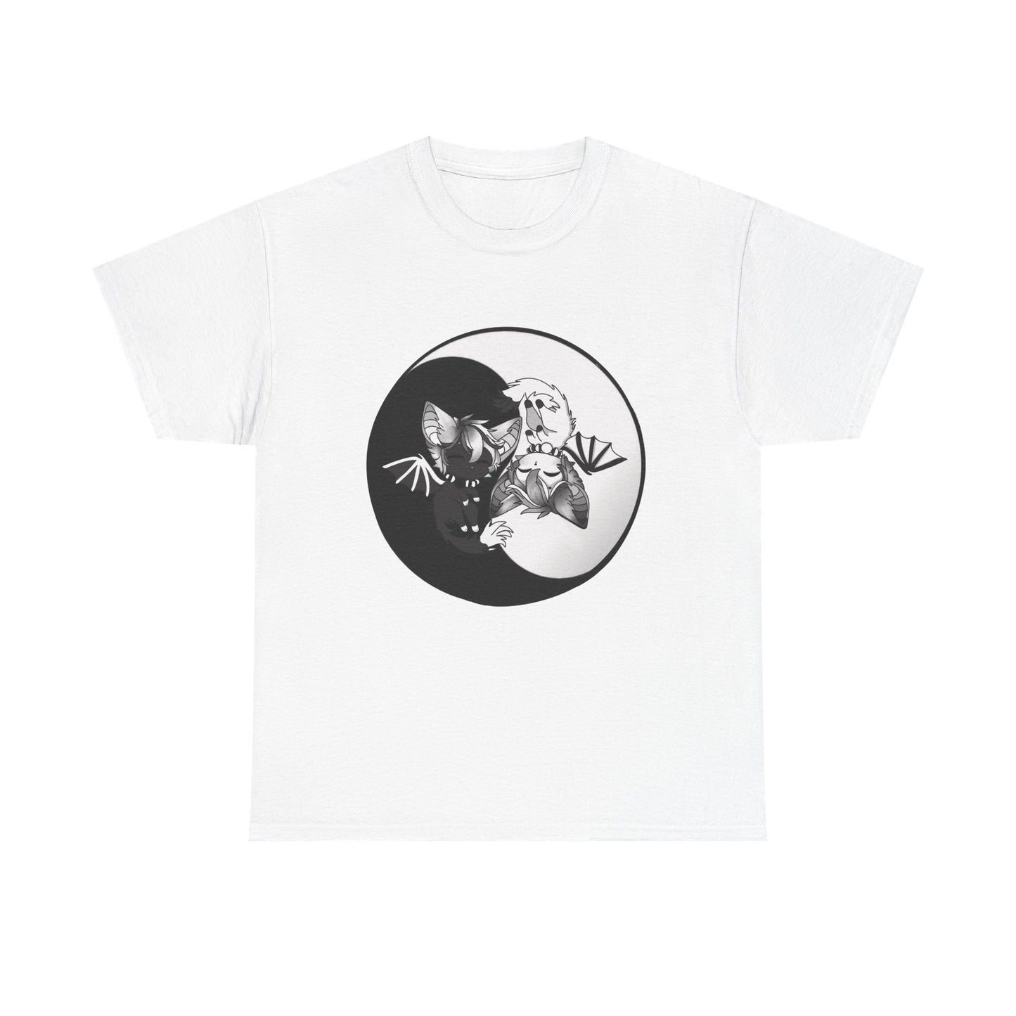 Yin Yang bat-cat Unisex heavy Cotton Tee